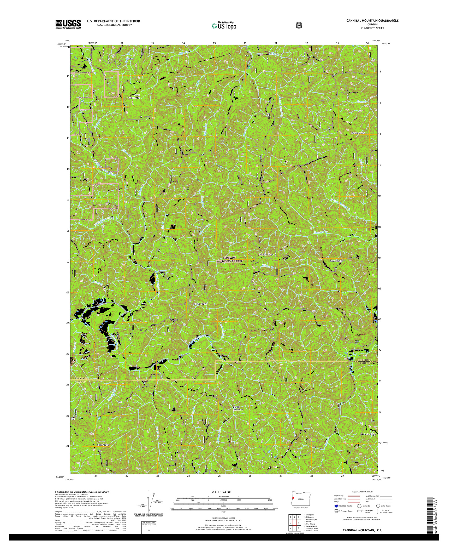 USGS US TOPO 7.5-MINUTE MAP FOR CANNIBAL MOUNTAIN, OR 2020