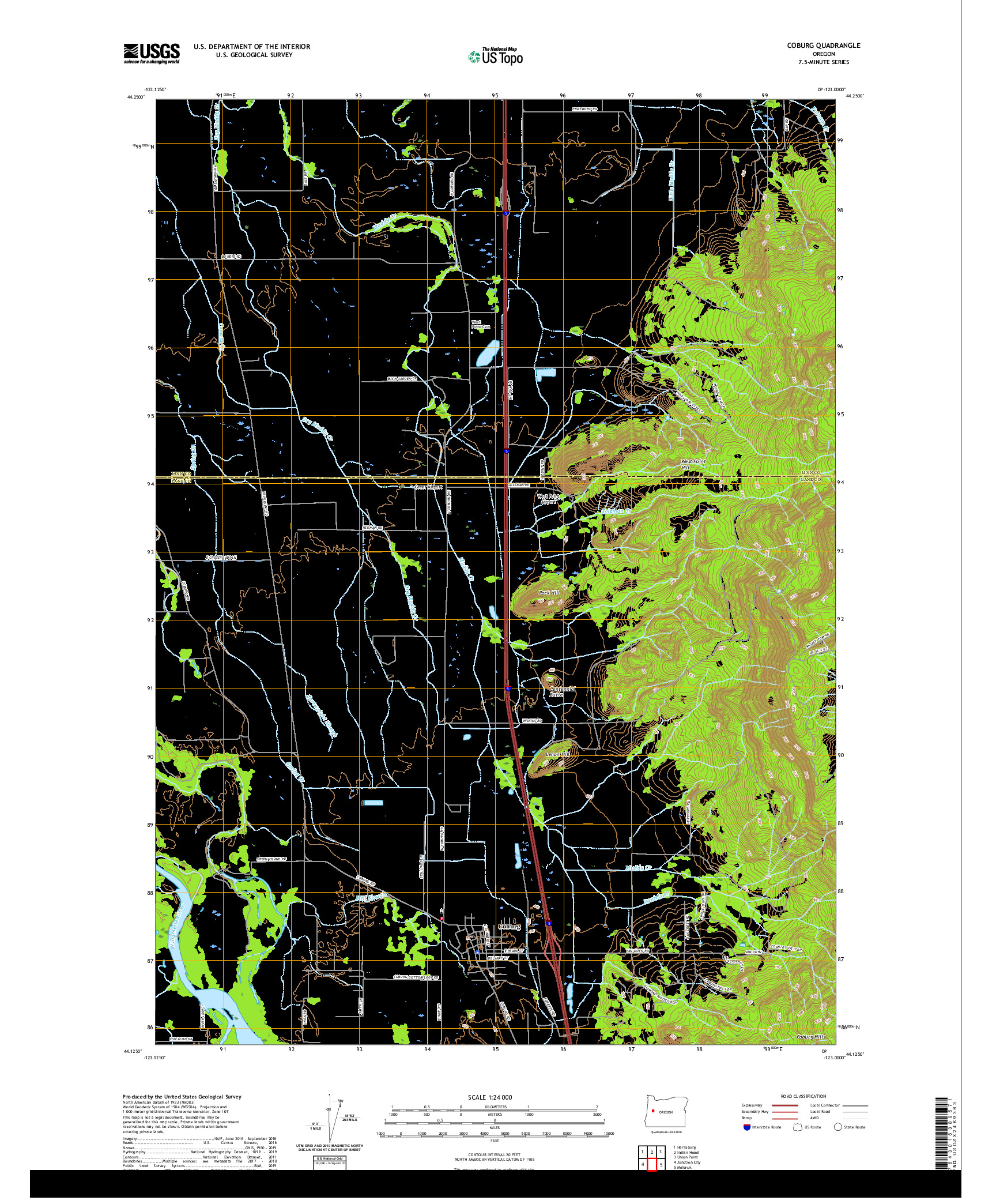 USGS US TOPO 7.5-MINUTE MAP FOR COBURG, OR 2020