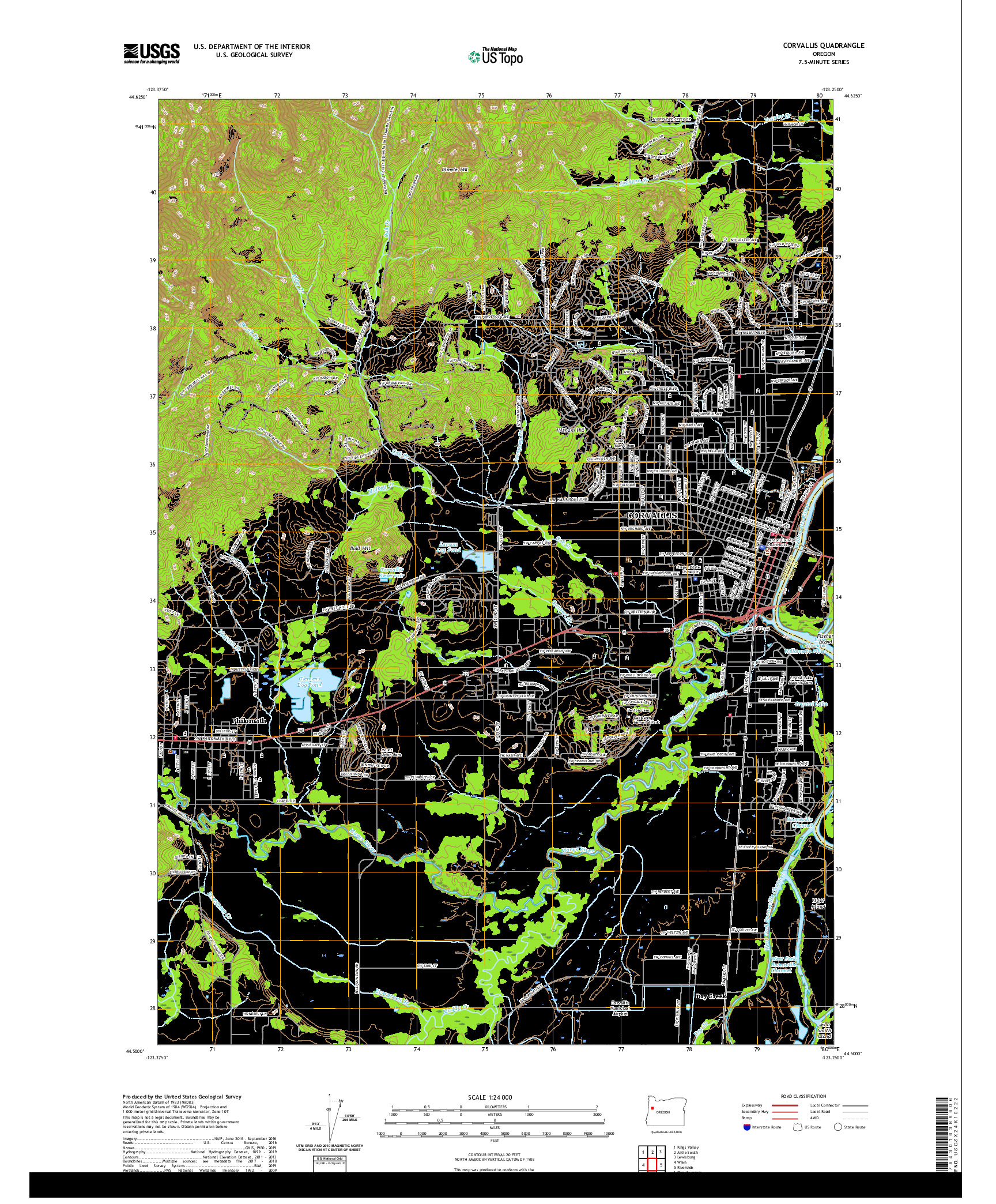 USGS US TOPO 7.5-MINUTE MAP FOR CORVALLIS, OR 2020