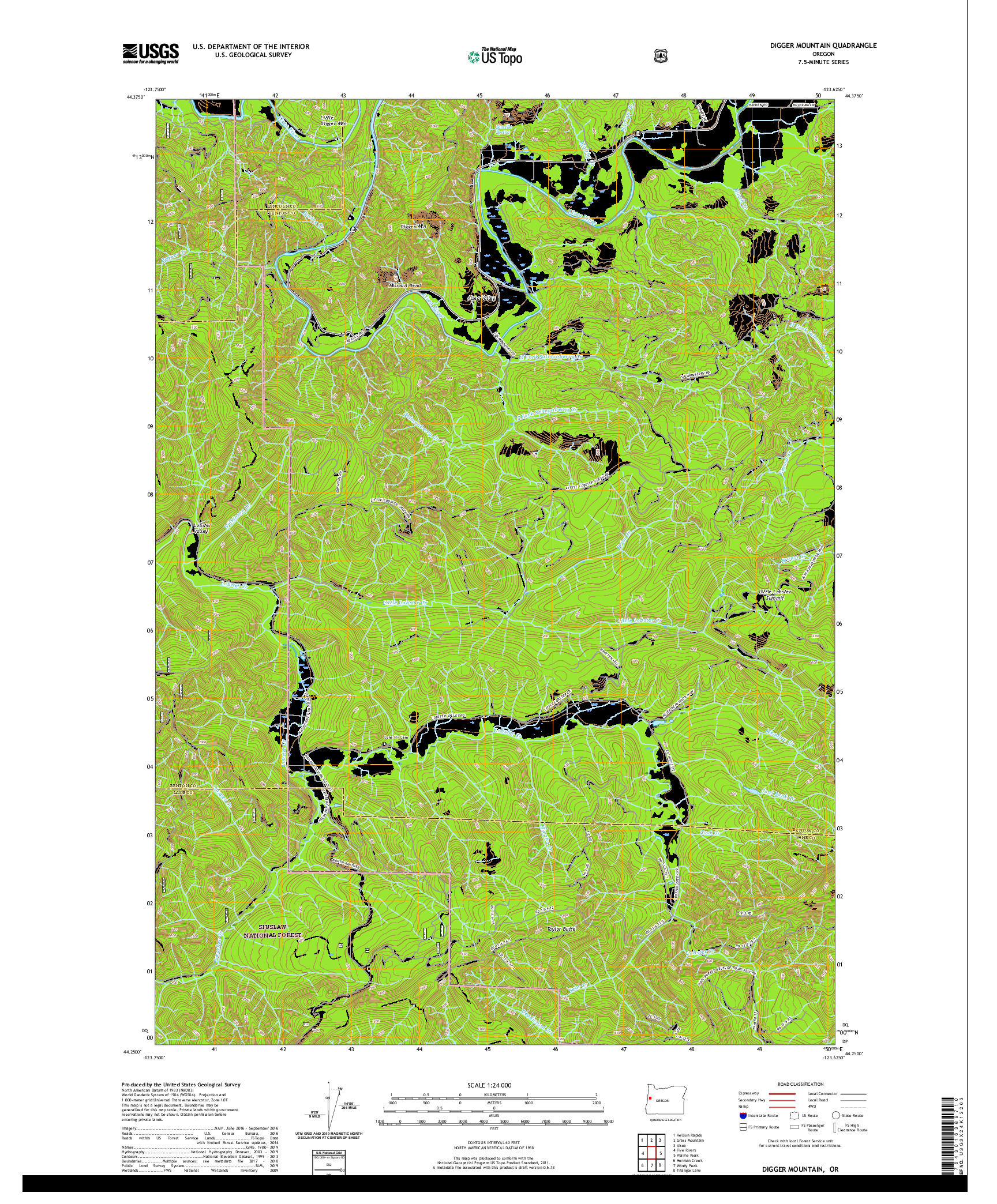 USGS US TOPO 7.5-MINUTE MAP FOR DIGGER MOUNTAIN, OR 2020