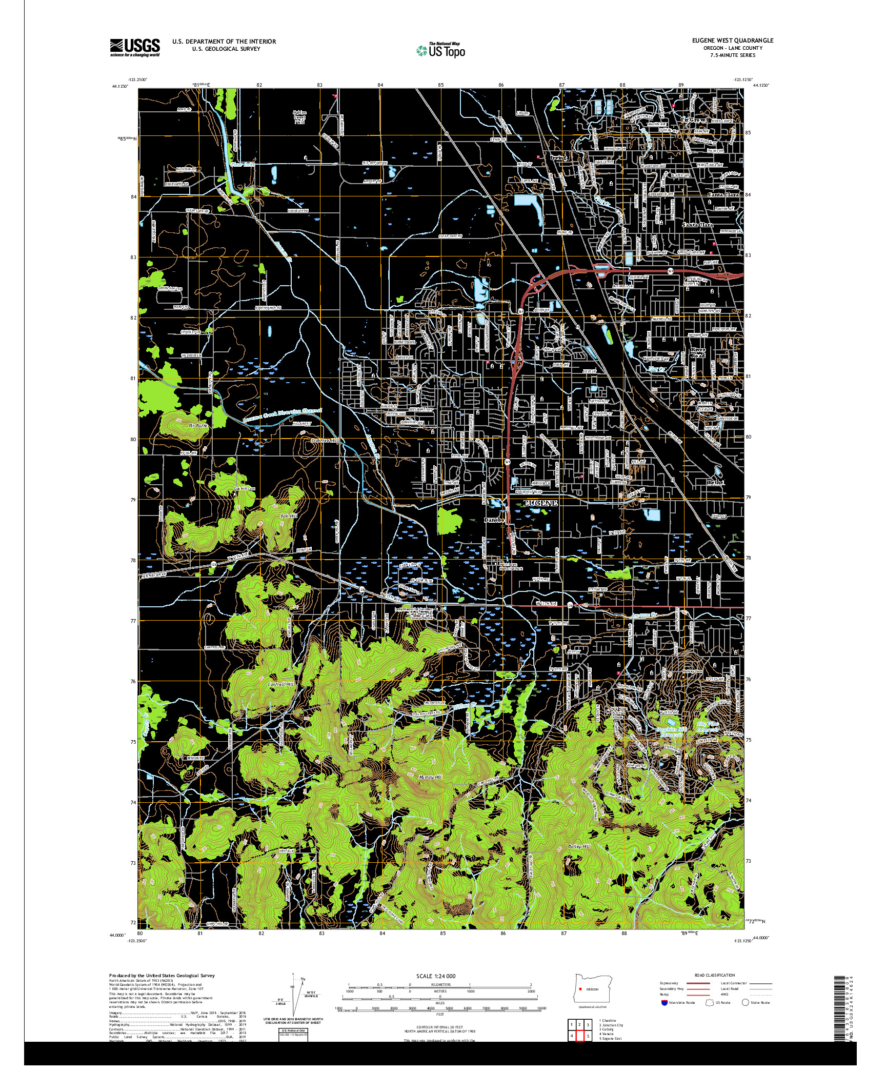 USGS US TOPO 7.5-MINUTE MAP FOR EUGENE WEST, OR 2020