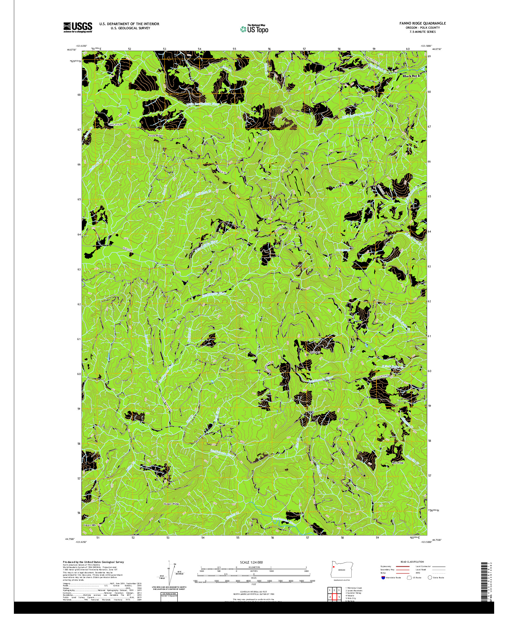 USGS US TOPO 7.5-MINUTE MAP FOR FANNO RIDGE, OR 2020