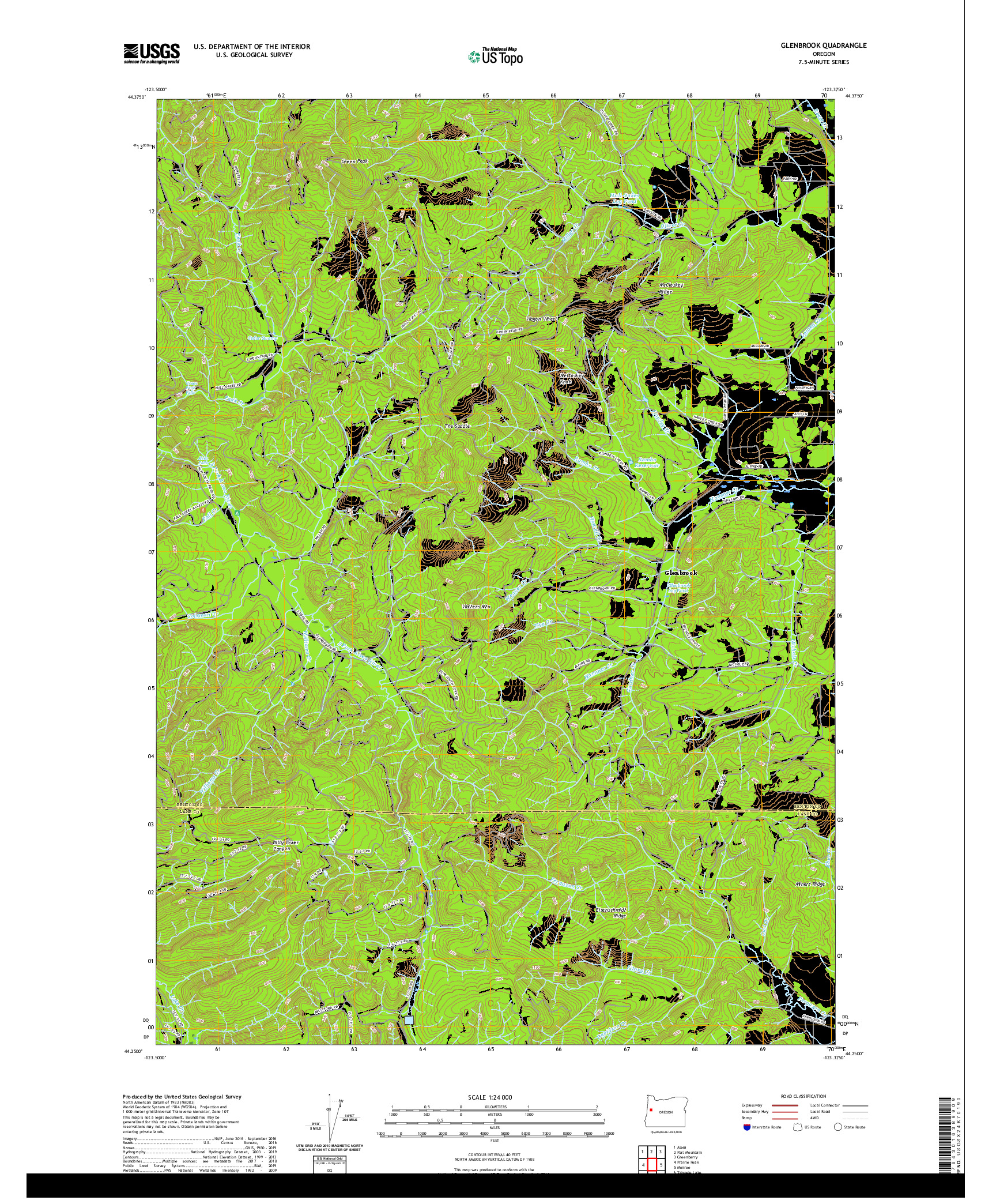 USGS US TOPO 7.5-MINUTE MAP FOR GLENBROOK, OR 2020