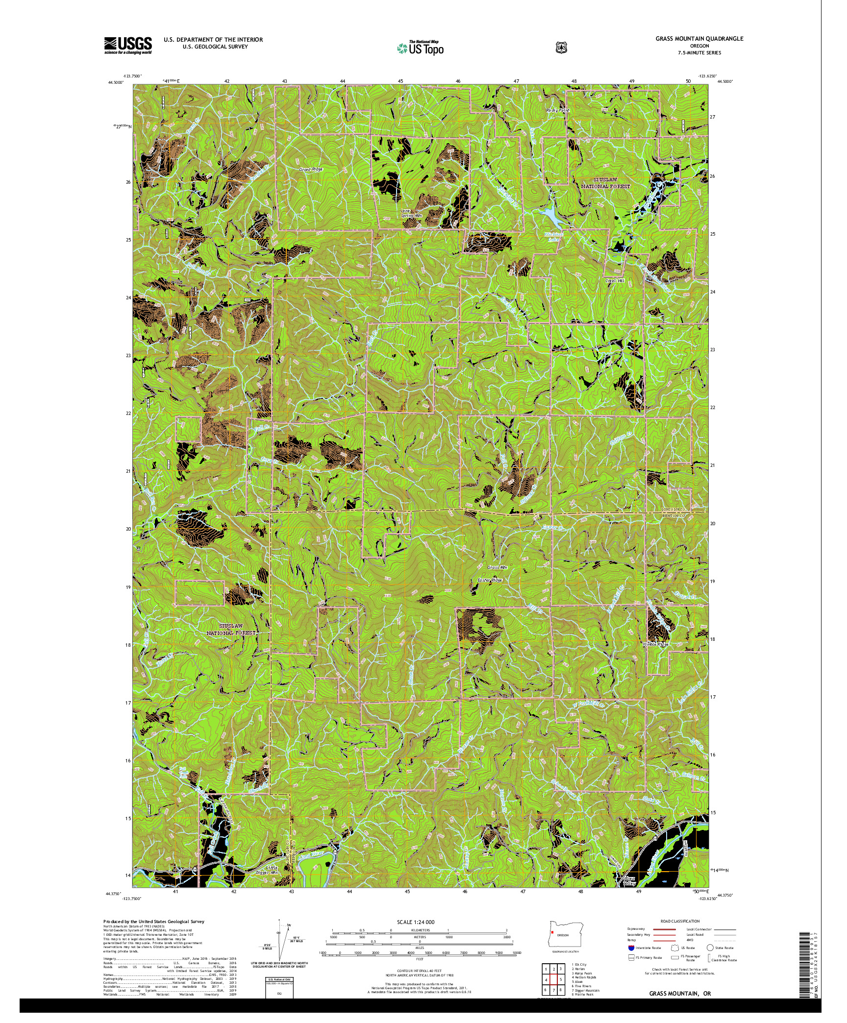 USGS US TOPO 7.5-MINUTE MAP FOR GRASS MOUNTAIN, OR 2020
