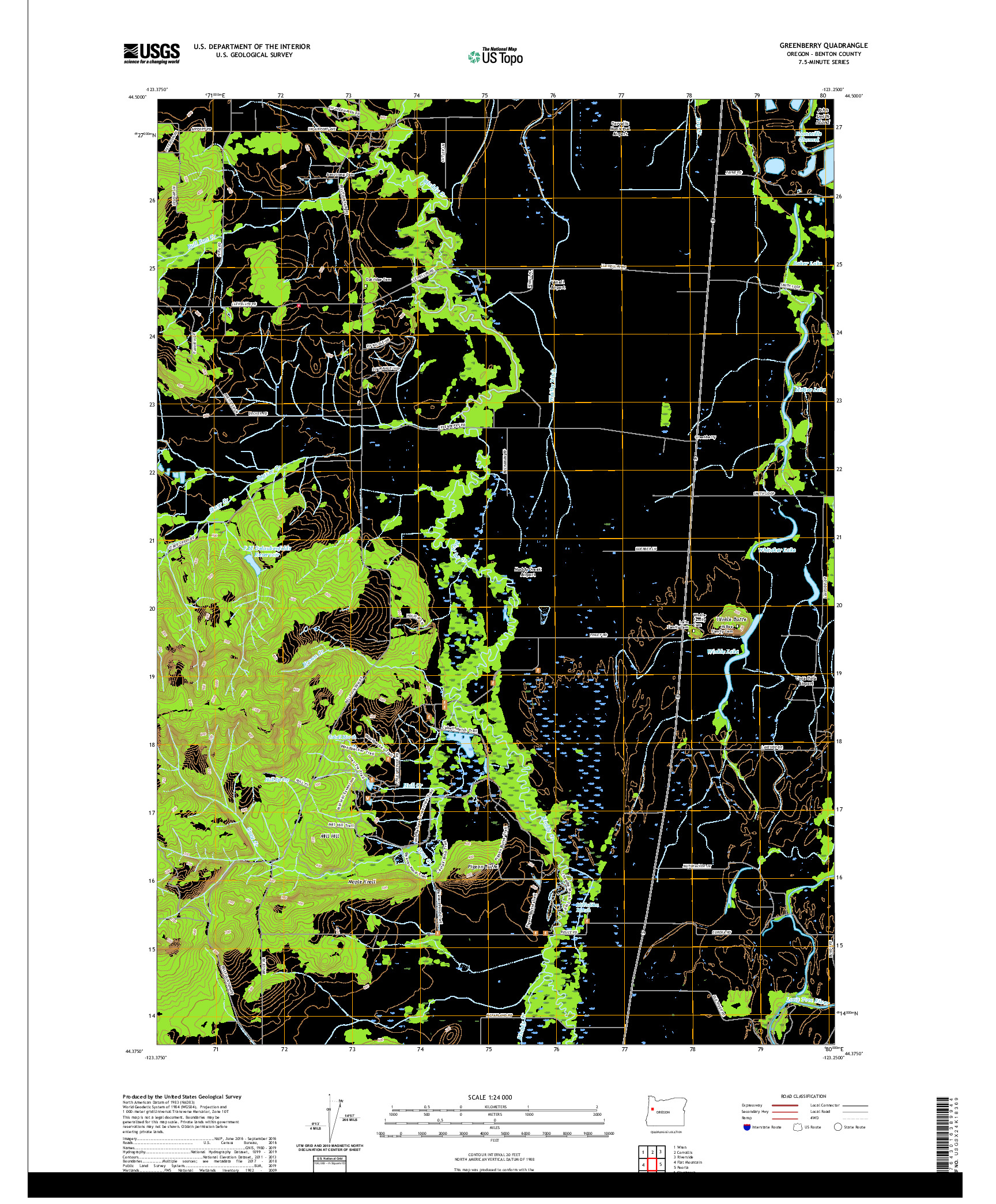 USGS US TOPO 7.5-MINUTE MAP FOR GREENBERRY, OR 2020