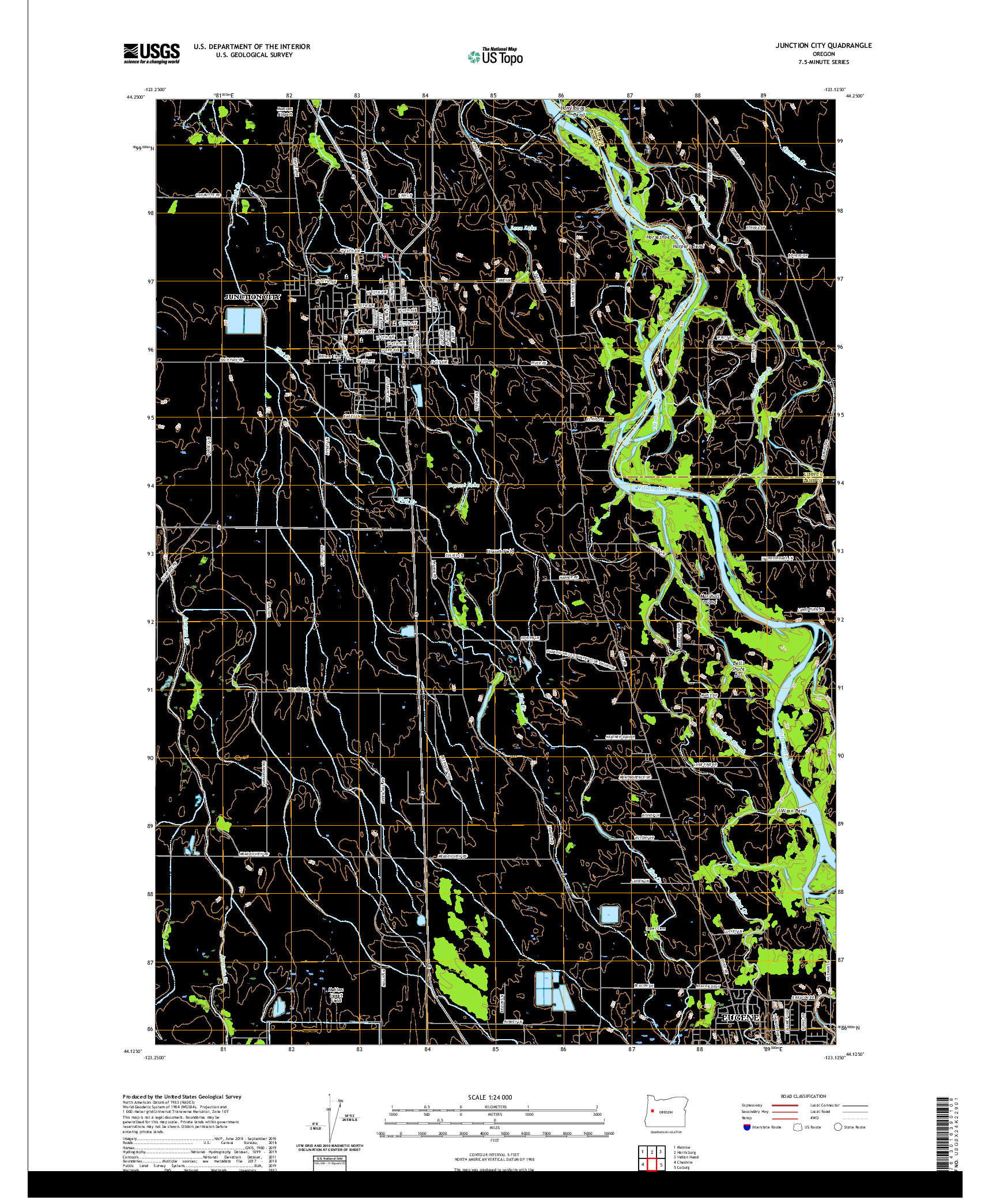 USGS US TOPO 7.5-MINUTE MAP FOR JUNCTION CITY, OR 2020