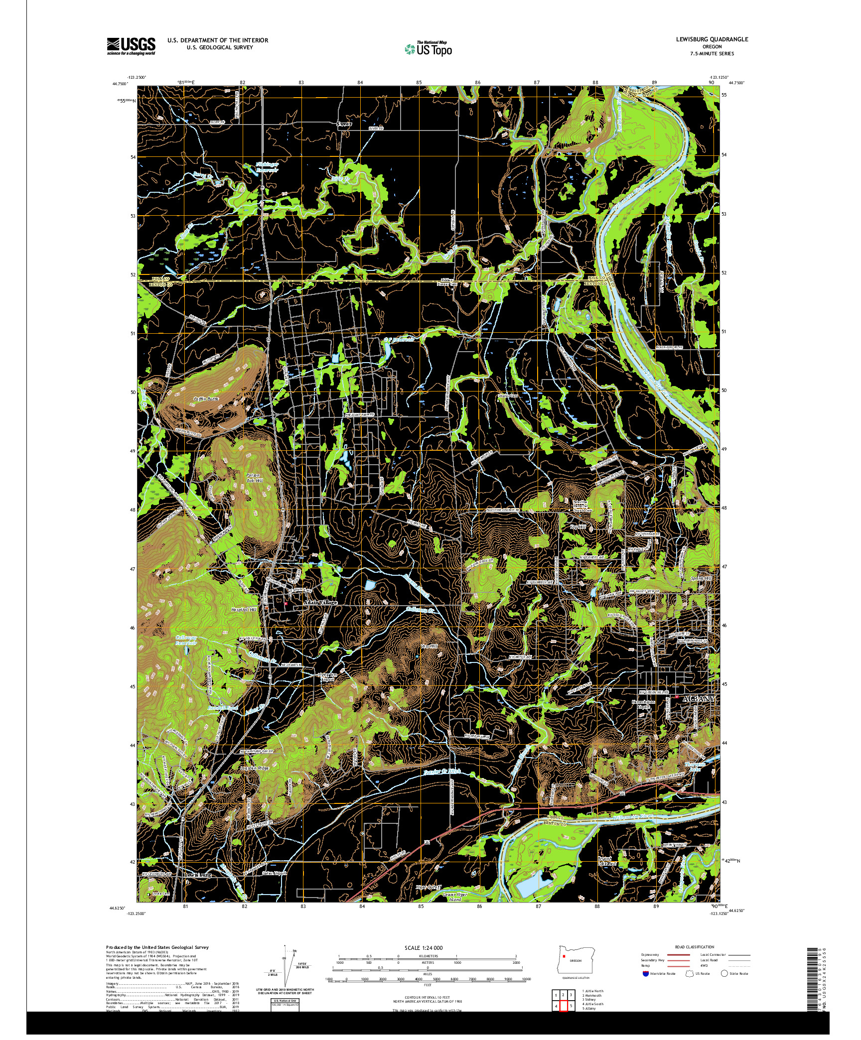 USGS US TOPO 7.5-MINUTE MAP FOR LEWISBURG, OR 2020