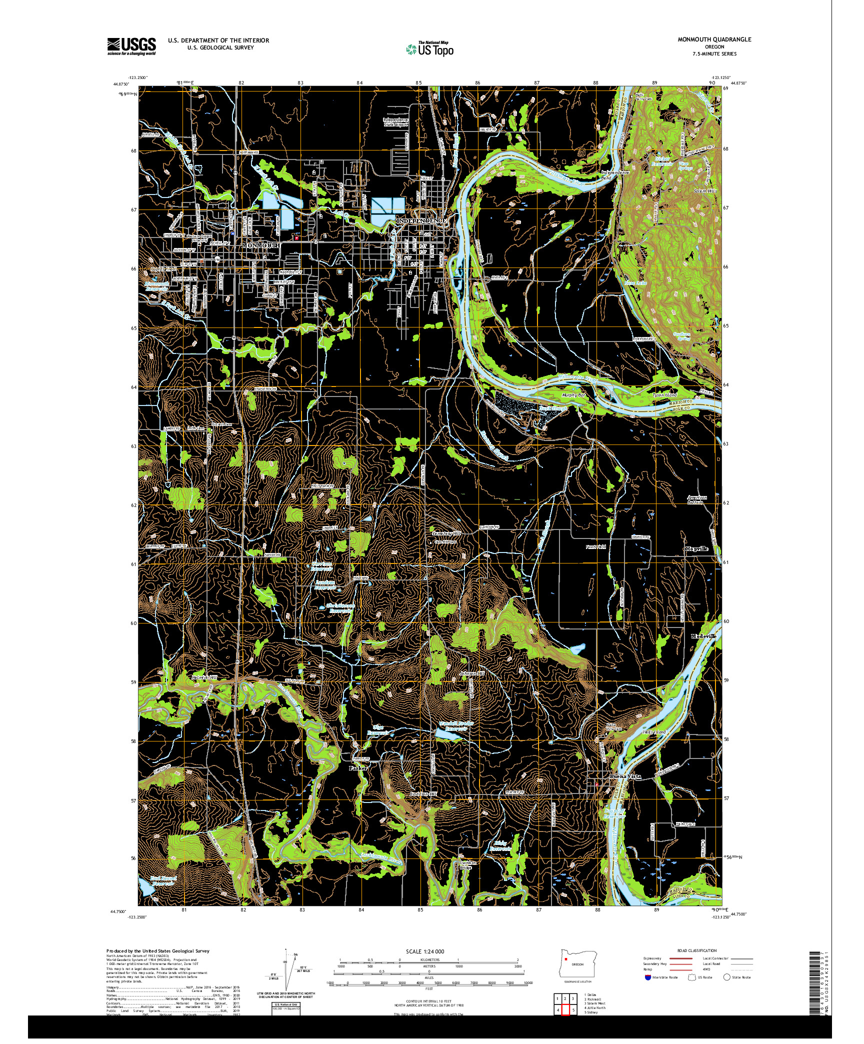 USGS US TOPO 7.5-MINUTE MAP FOR MONMOUTH, OR 2020