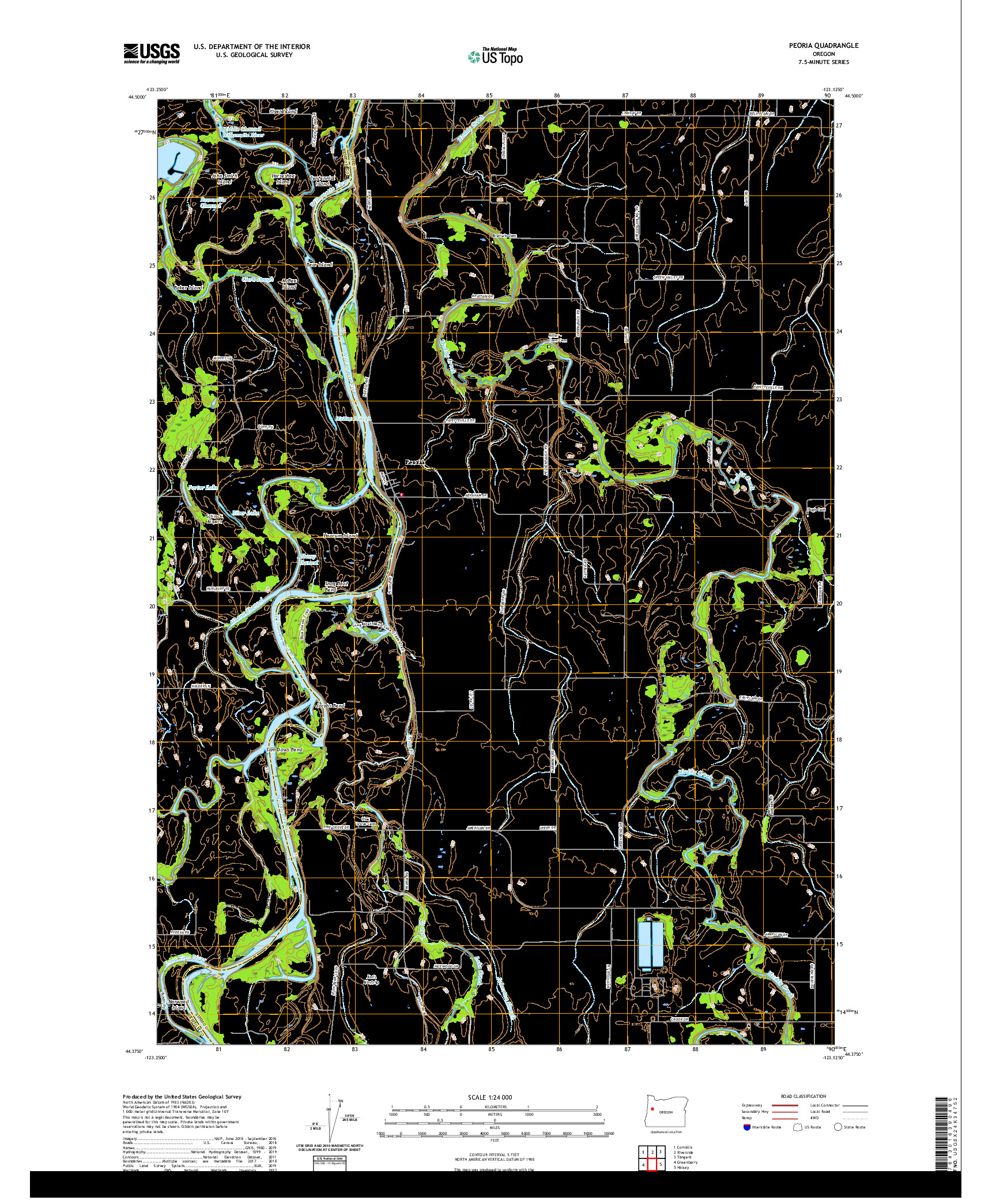 USGS US TOPO 7.5-MINUTE MAP FOR PEORIA, OR 2020