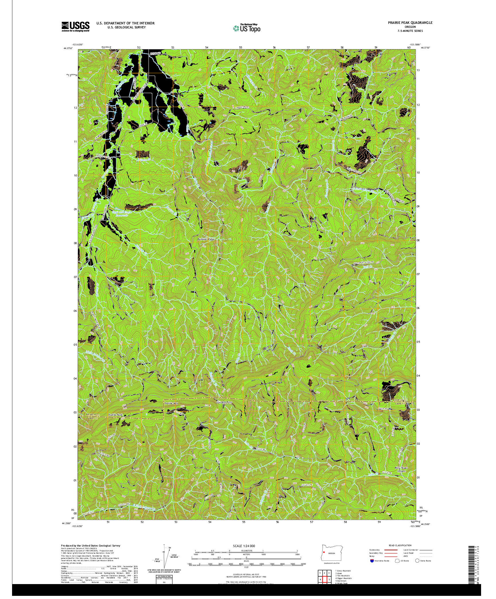 USGS US TOPO 7.5-MINUTE MAP FOR PRAIRIE PEAK, OR 2020