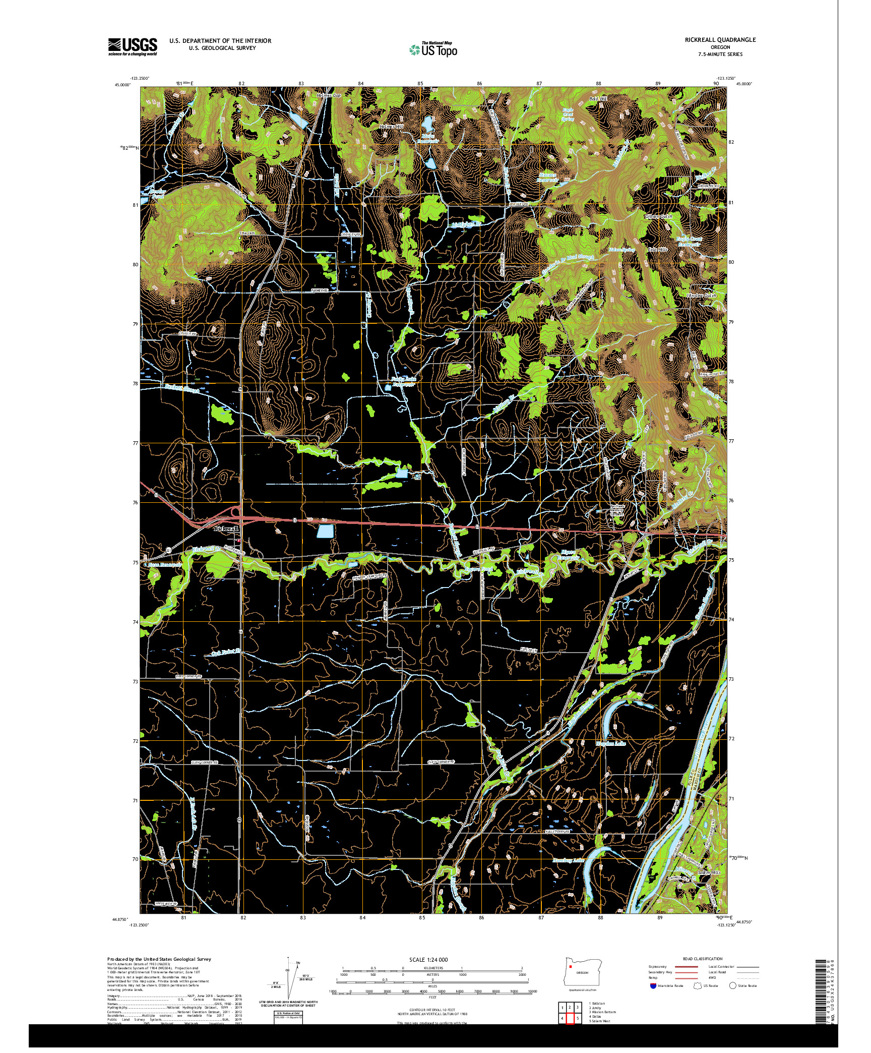 USGS US TOPO 7.5-MINUTE MAP FOR RICKREALL, OR 2020