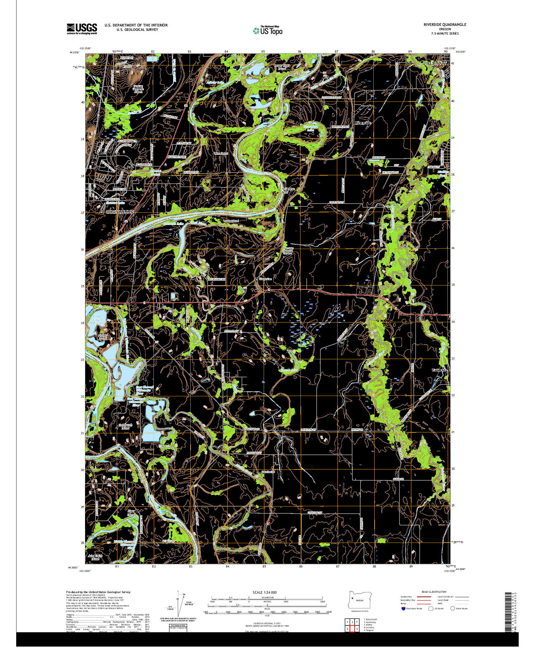 USGS US TOPO 7.5-MINUTE MAP FOR RIVERSIDE, OR 2020