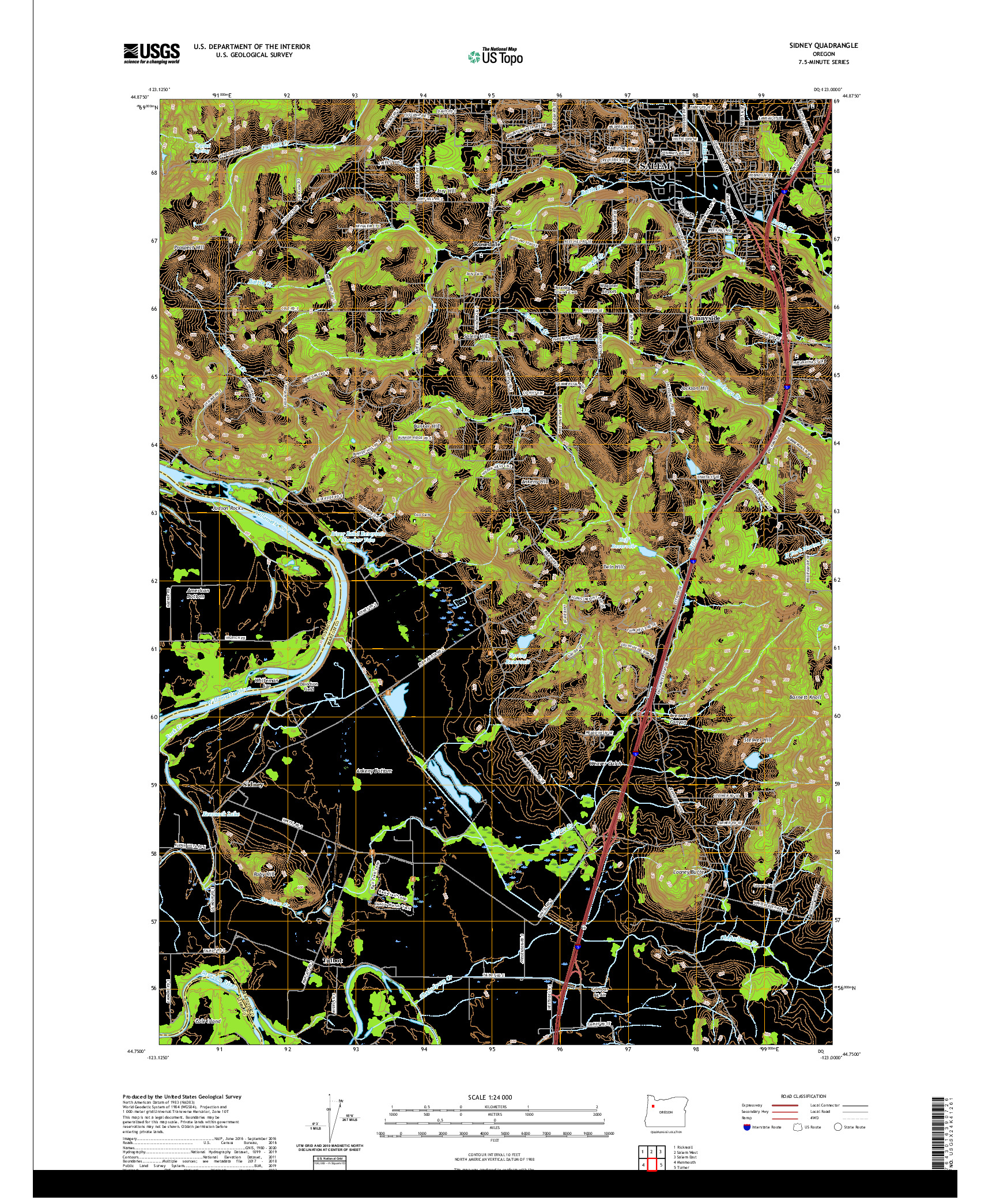 USGS US TOPO 7.5-MINUTE MAP FOR SIDNEY, OR 2020