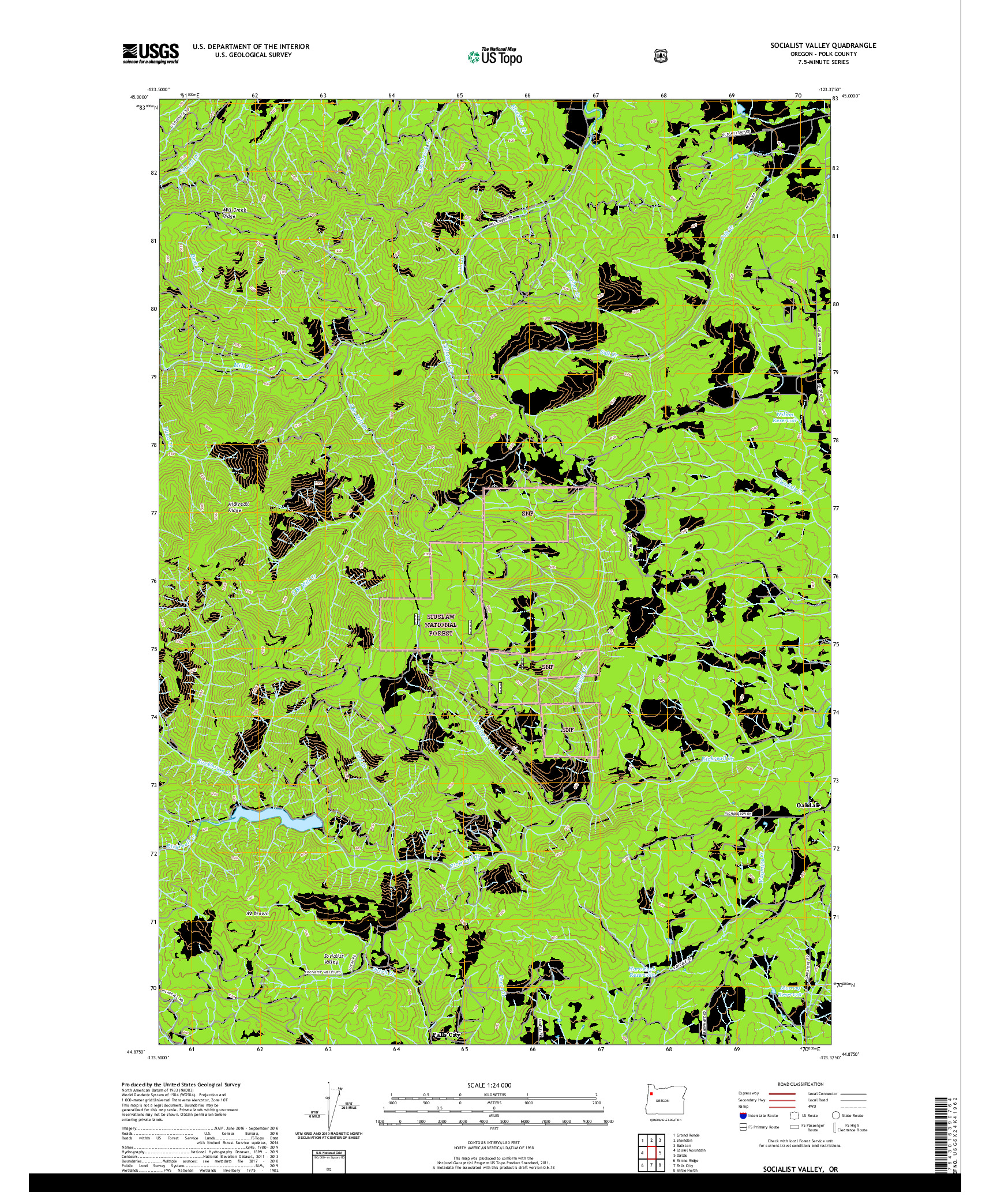 USGS US TOPO 7.5-MINUTE MAP FOR SOCIALIST VALLEY, OR 2020