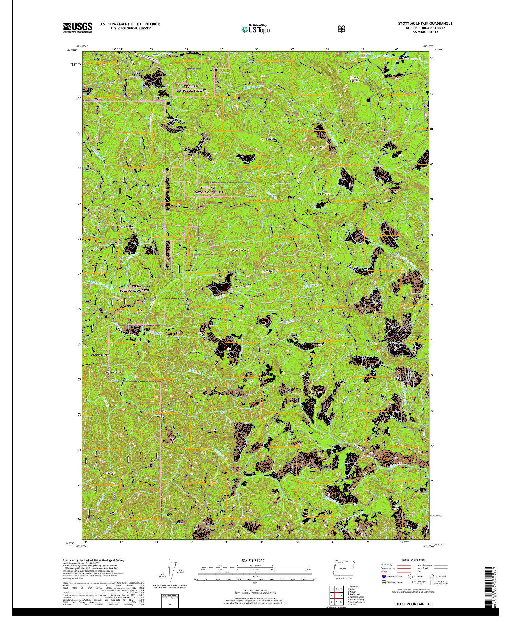 USGS US TOPO 7.5-MINUTE MAP FOR STOTT MOUNTAIN, OR 2020