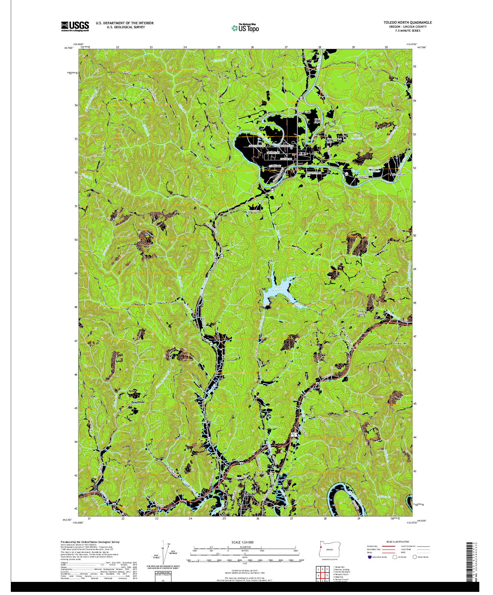USGS US TOPO 7.5-MINUTE MAP FOR TOLEDO NORTH, OR 2020