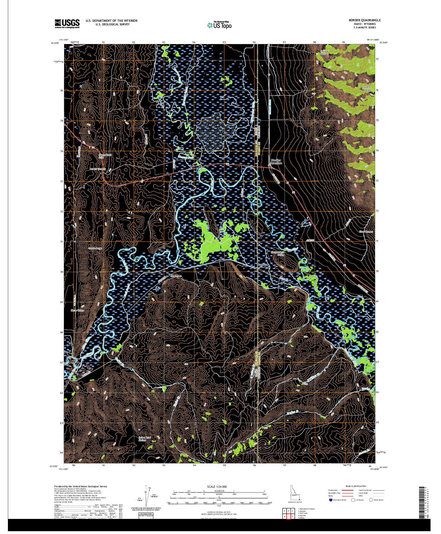 USGS US TOPO 7.5-MINUTE MAP FOR BORDER, ID,WY 2020