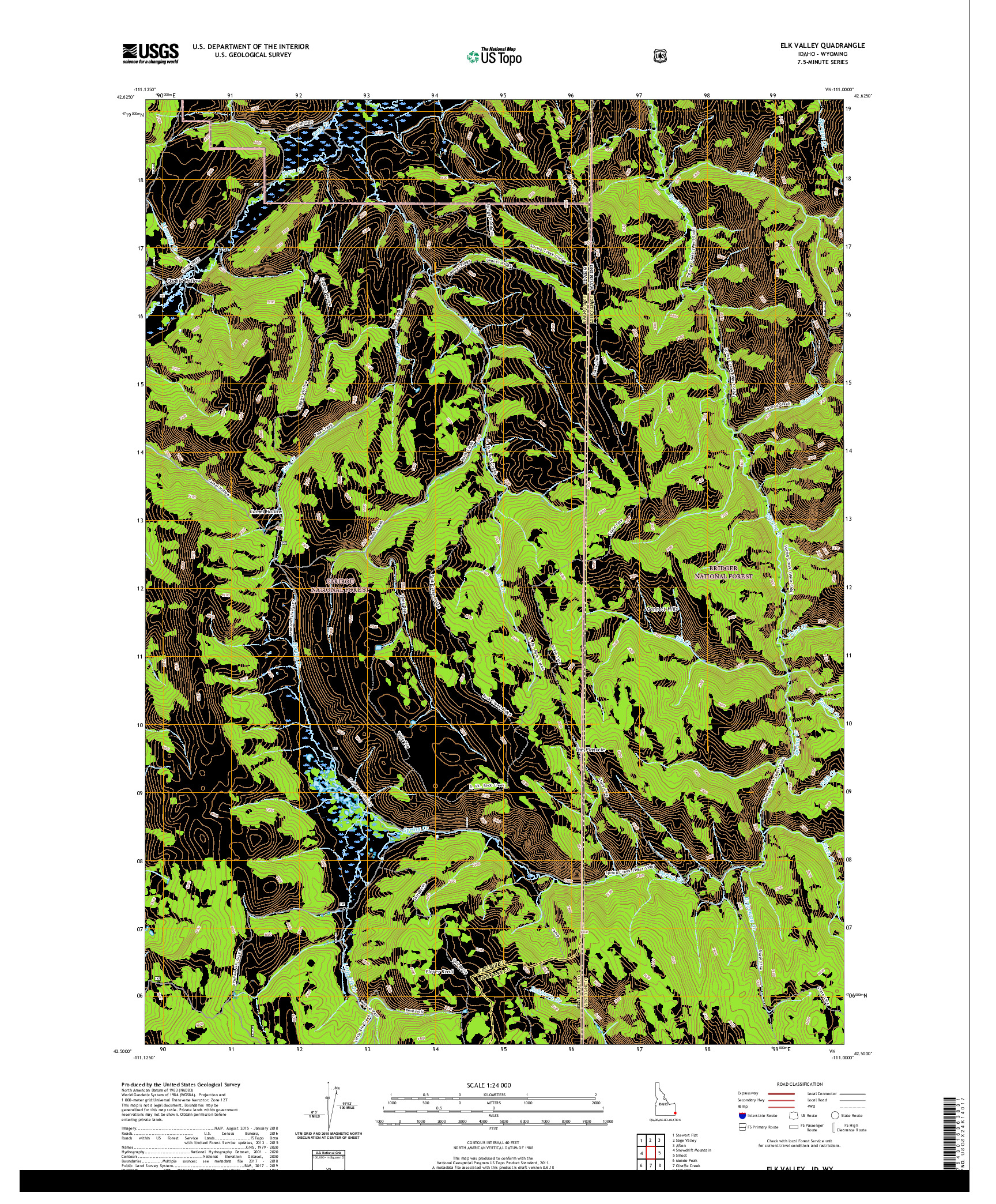 USGS US TOPO 7.5-MINUTE MAP FOR ELK VALLEY, ID,WY 2020
