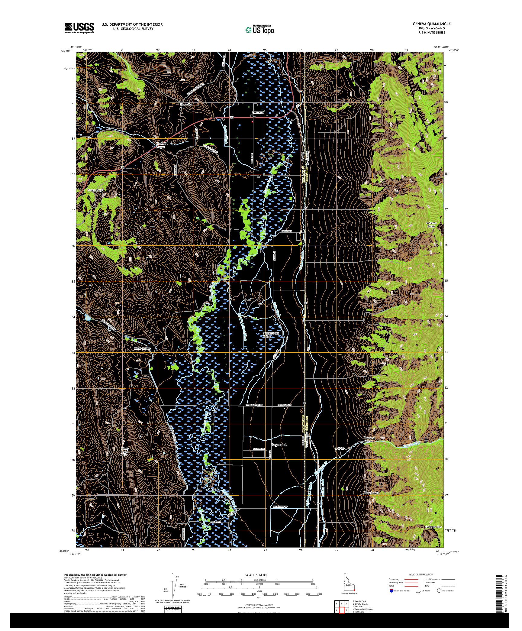 USGS US TOPO 7.5-MINUTE MAP FOR GENEVA, ID,WY 2020