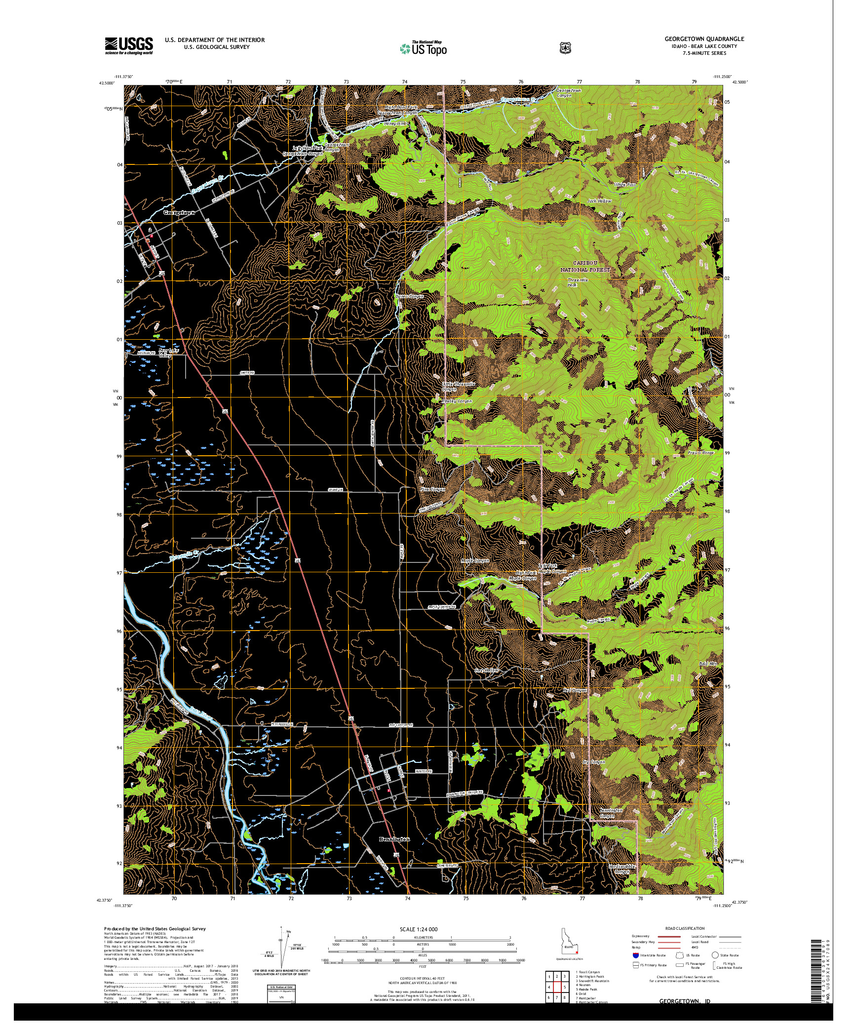 USGS US TOPO 7.5-MINUTE MAP FOR GEORGETOWN, ID 2020