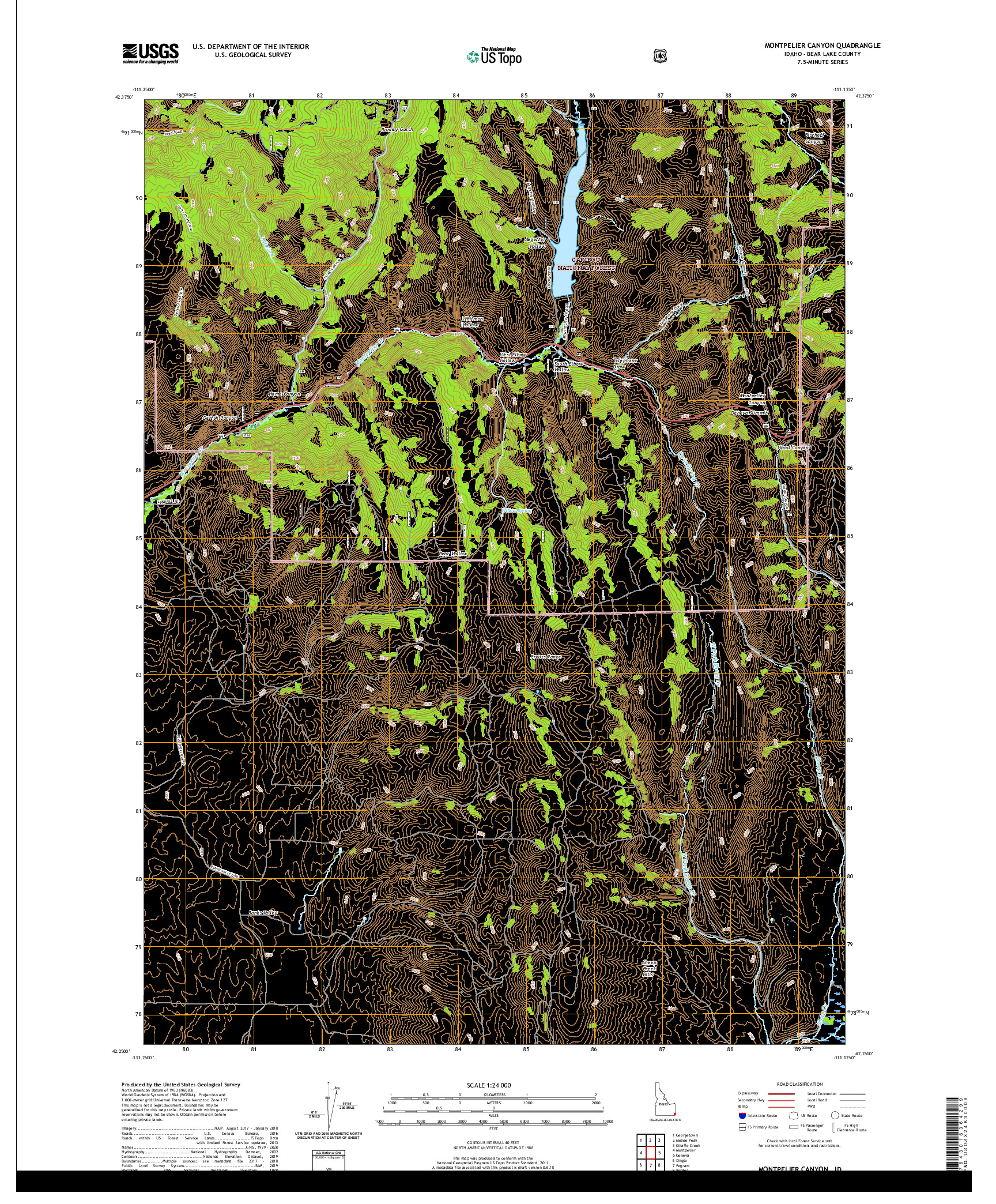 USGS US TOPO 7.5-MINUTE MAP FOR MONTPELIER CANYON, ID 2020