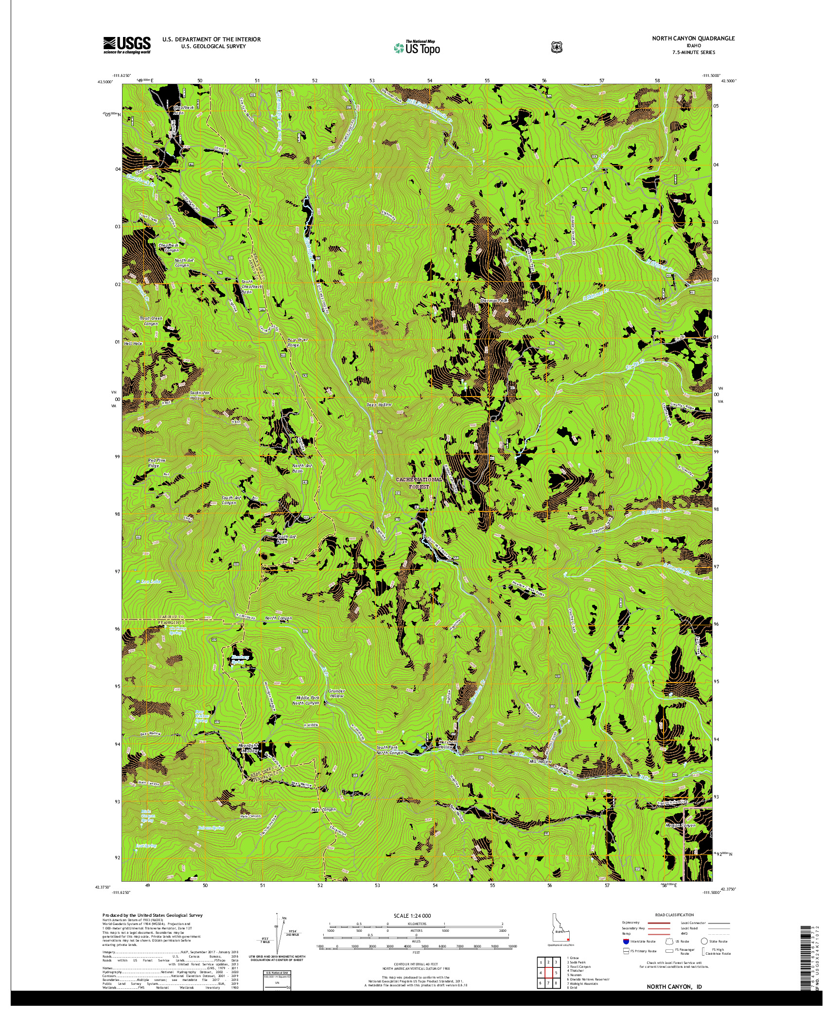 USGS US TOPO 7.5-MINUTE MAP FOR NORTH CANYON, ID 2020