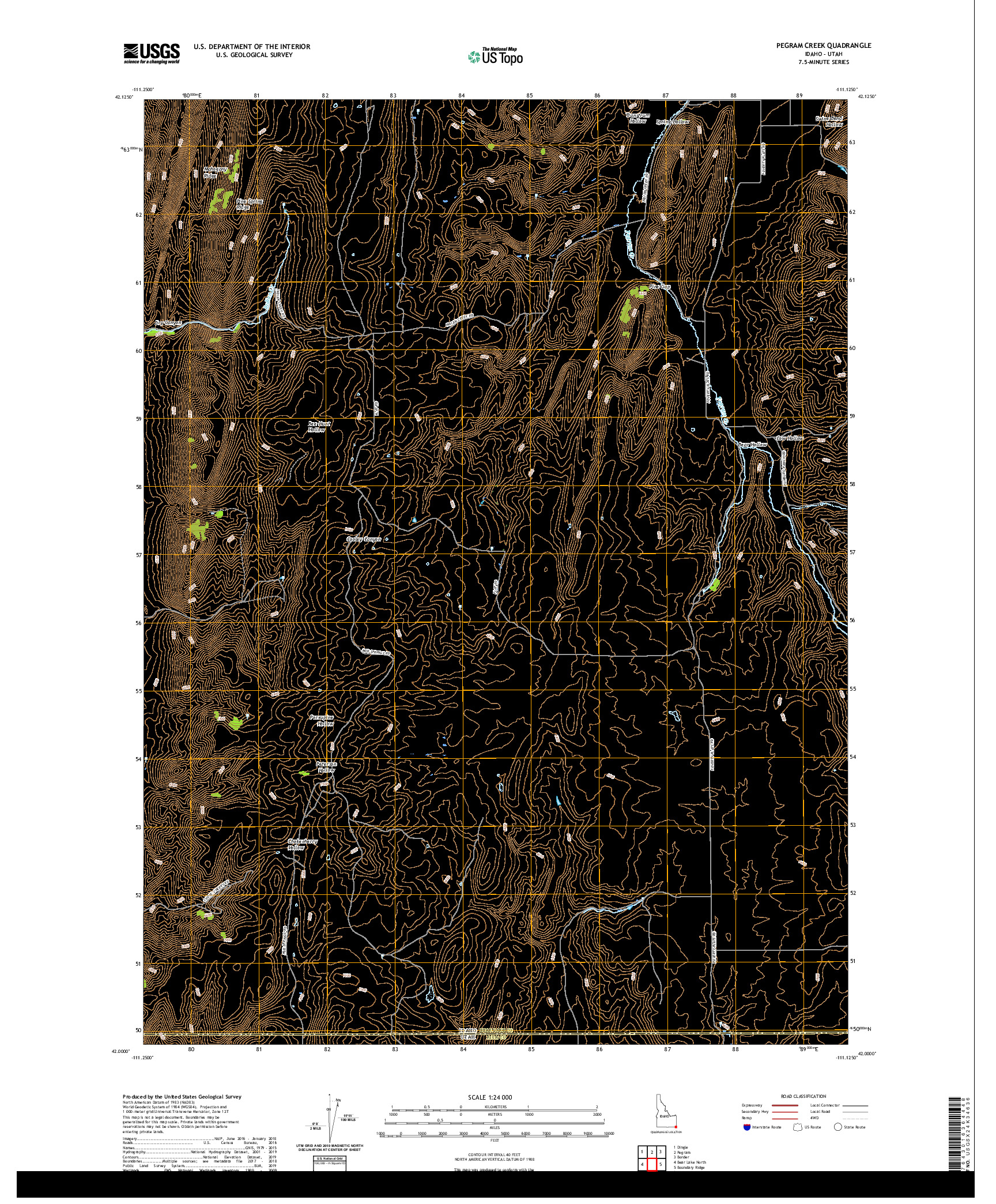 USGS US TOPO 7.5-MINUTE MAP FOR PEGRAM CREEK, ID,UT 2020