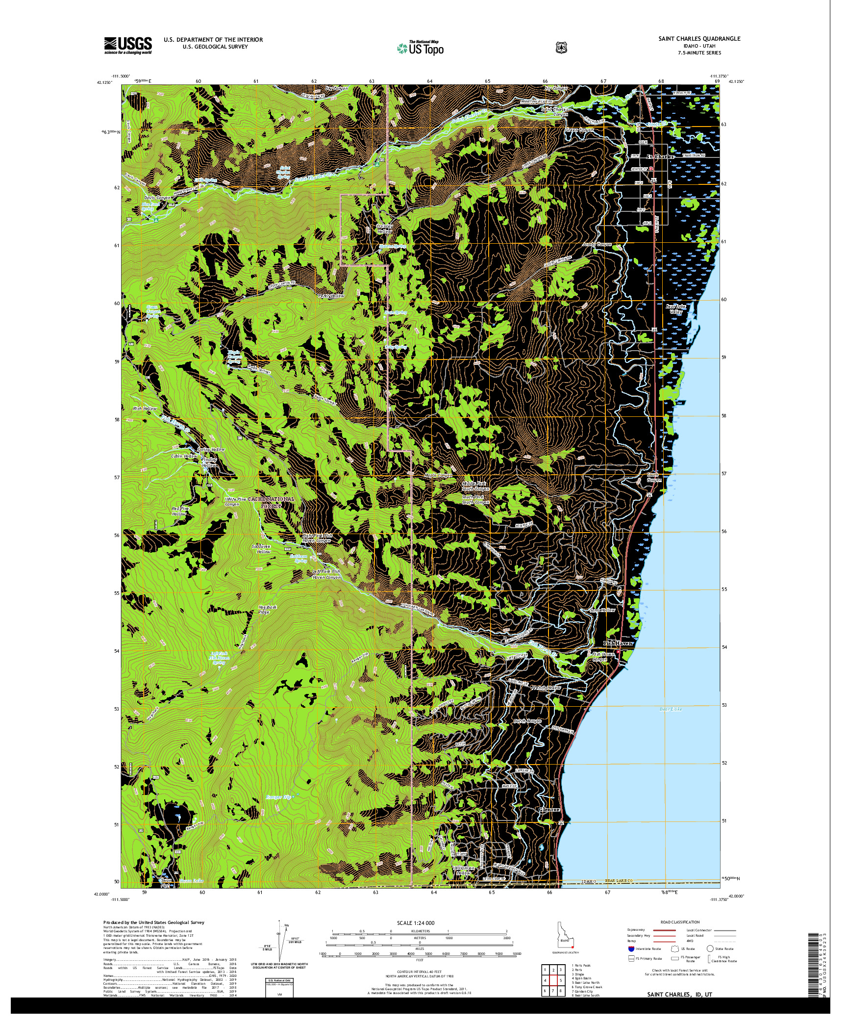 USGS US TOPO 7.5-MINUTE MAP FOR SAINT CHARLES, ID,UT 2020