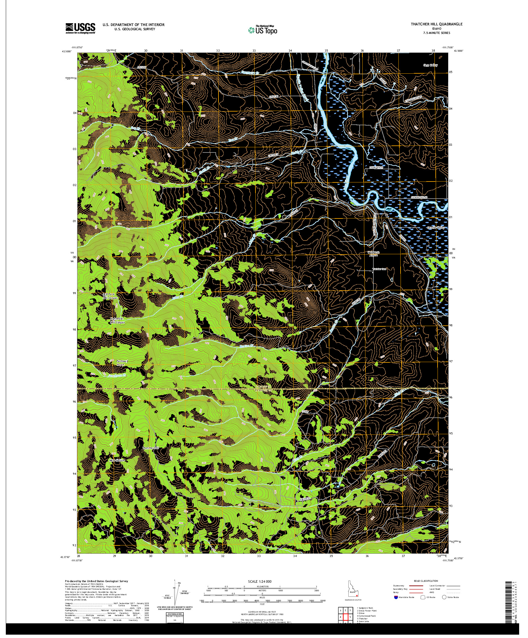 USGS US TOPO 7.5-MINUTE MAP FOR THATCHER HILL, ID 2020