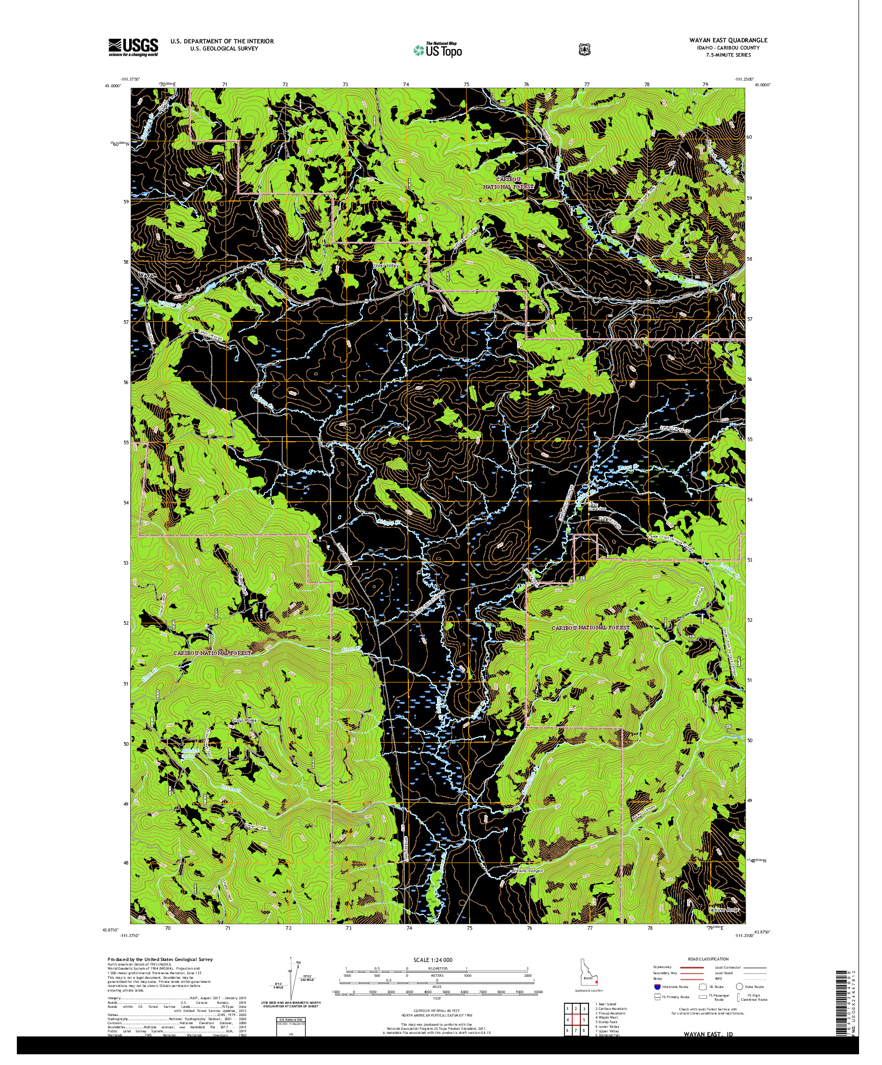 USGS US TOPO 7.5-MINUTE MAP FOR WAYAN EAST, ID 2020