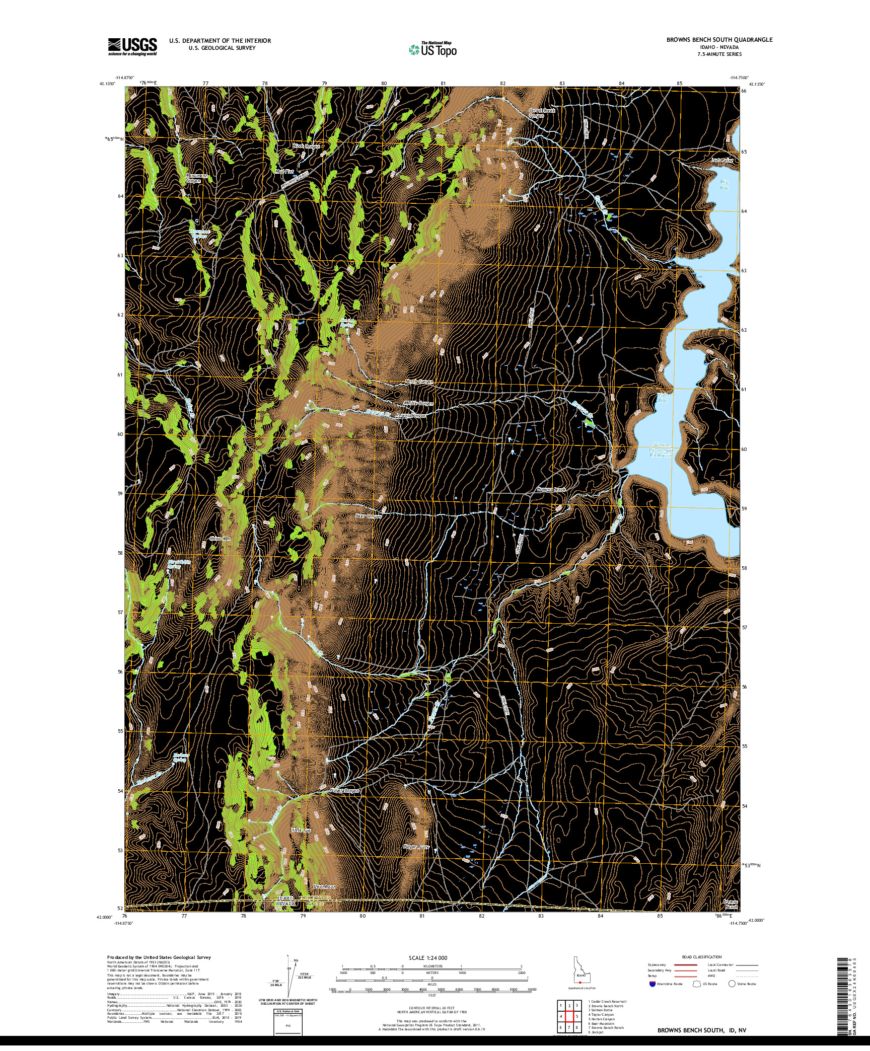 USGS US TOPO 7.5-MINUTE MAP FOR BROWNS BENCH SOUTH, ID,NV 2020
