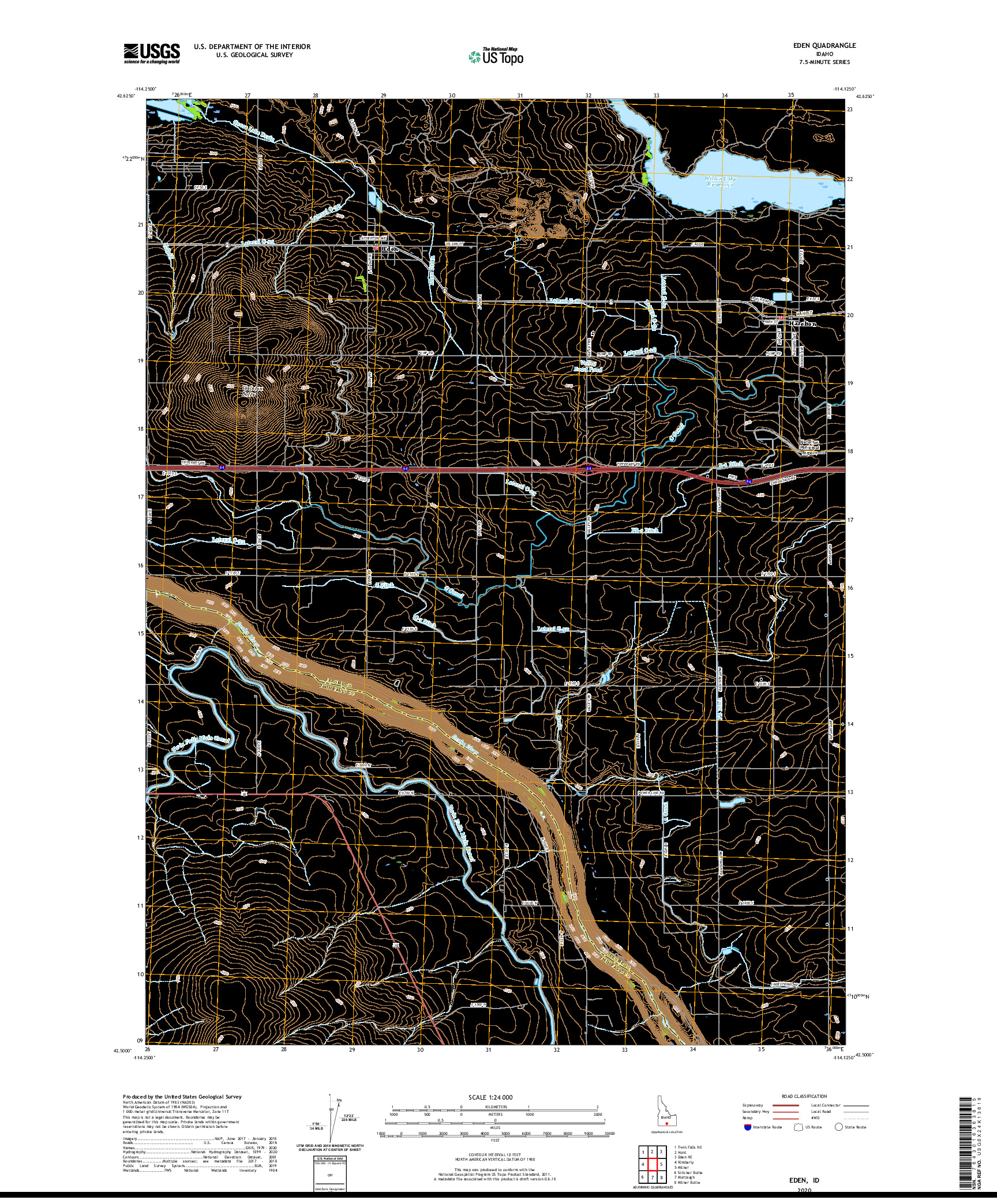 USGS US TOPO 7.5-MINUTE MAP FOR EDEN, ID 2020
