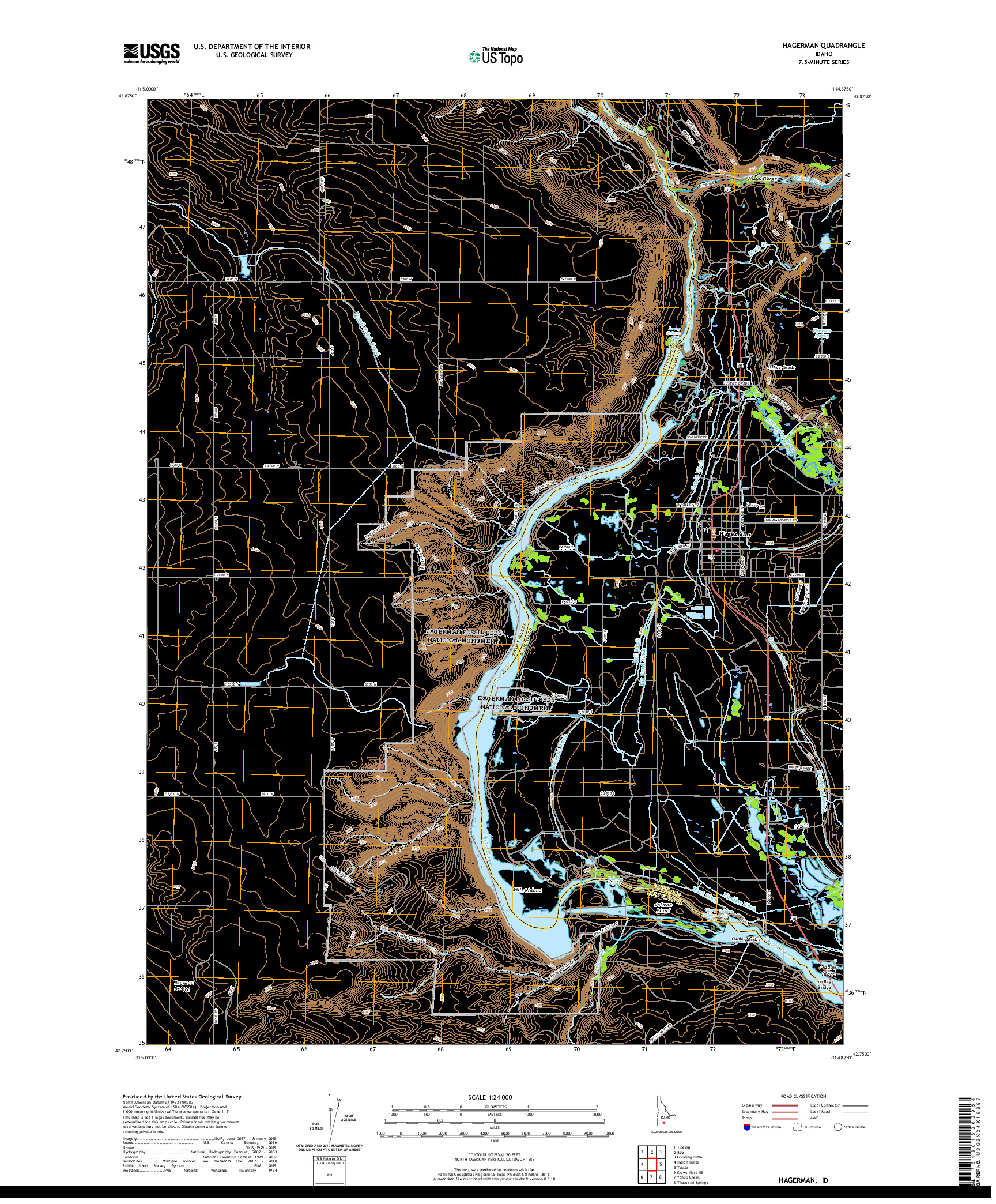 USGS US TOPO 7.5-MINUTE MAP FOR HAGERMAN, ID 2020