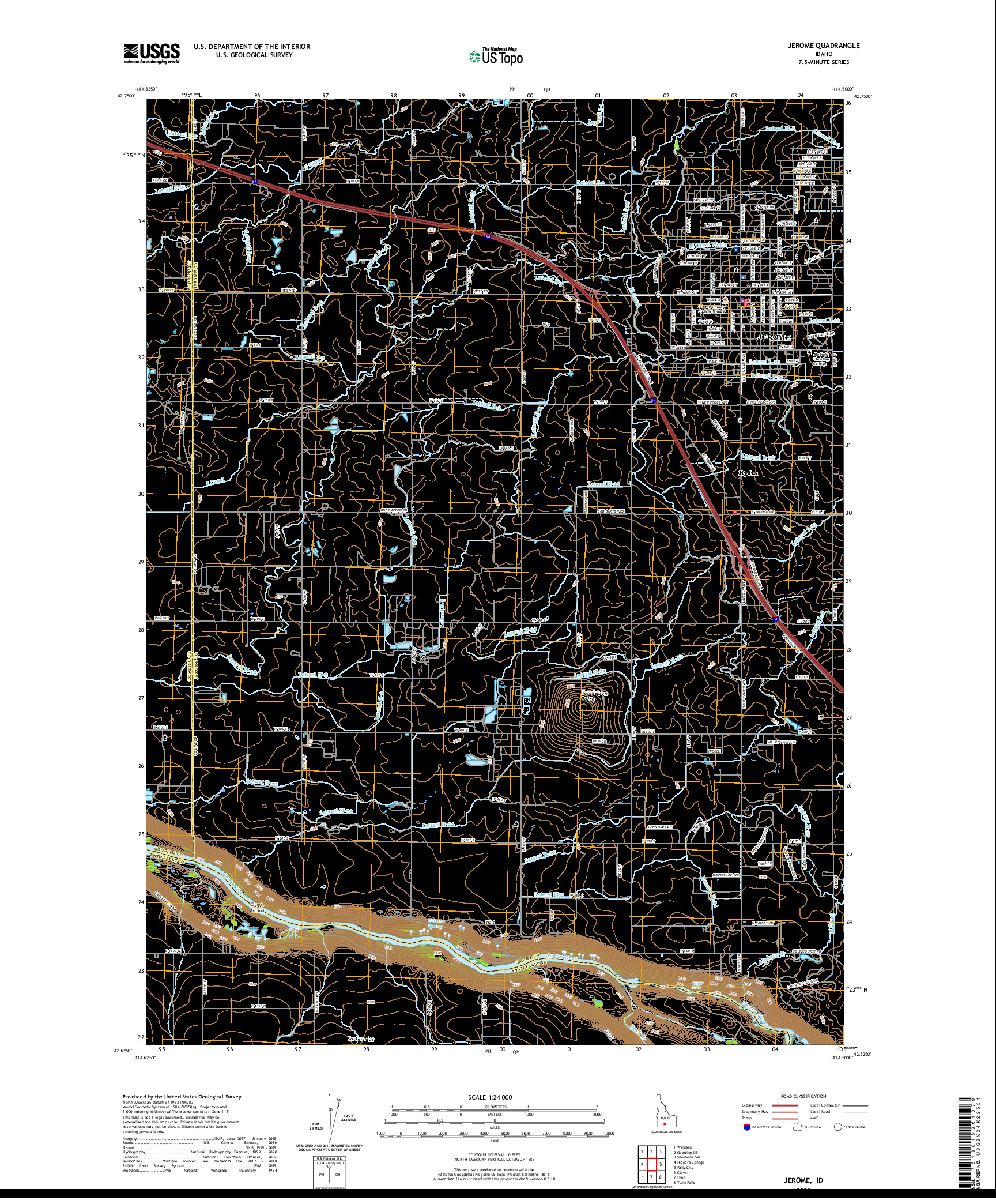 USGS US TOPO 7.5-MINUTE MAP FOR JEROME, ID 2020