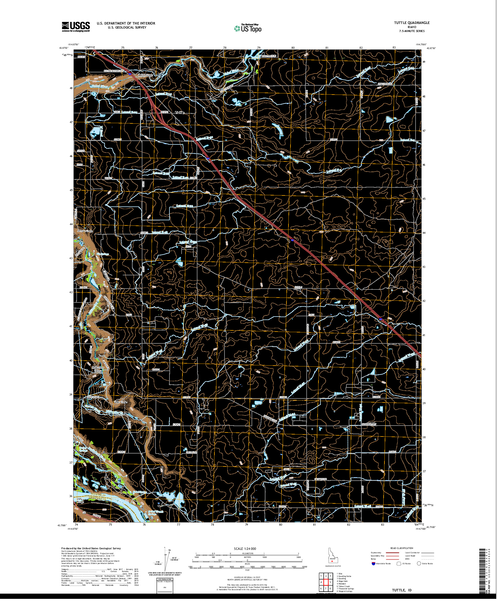 USGS US TOPO 7.5-MINUTE MAP FOR TUTTLE, ID 2020