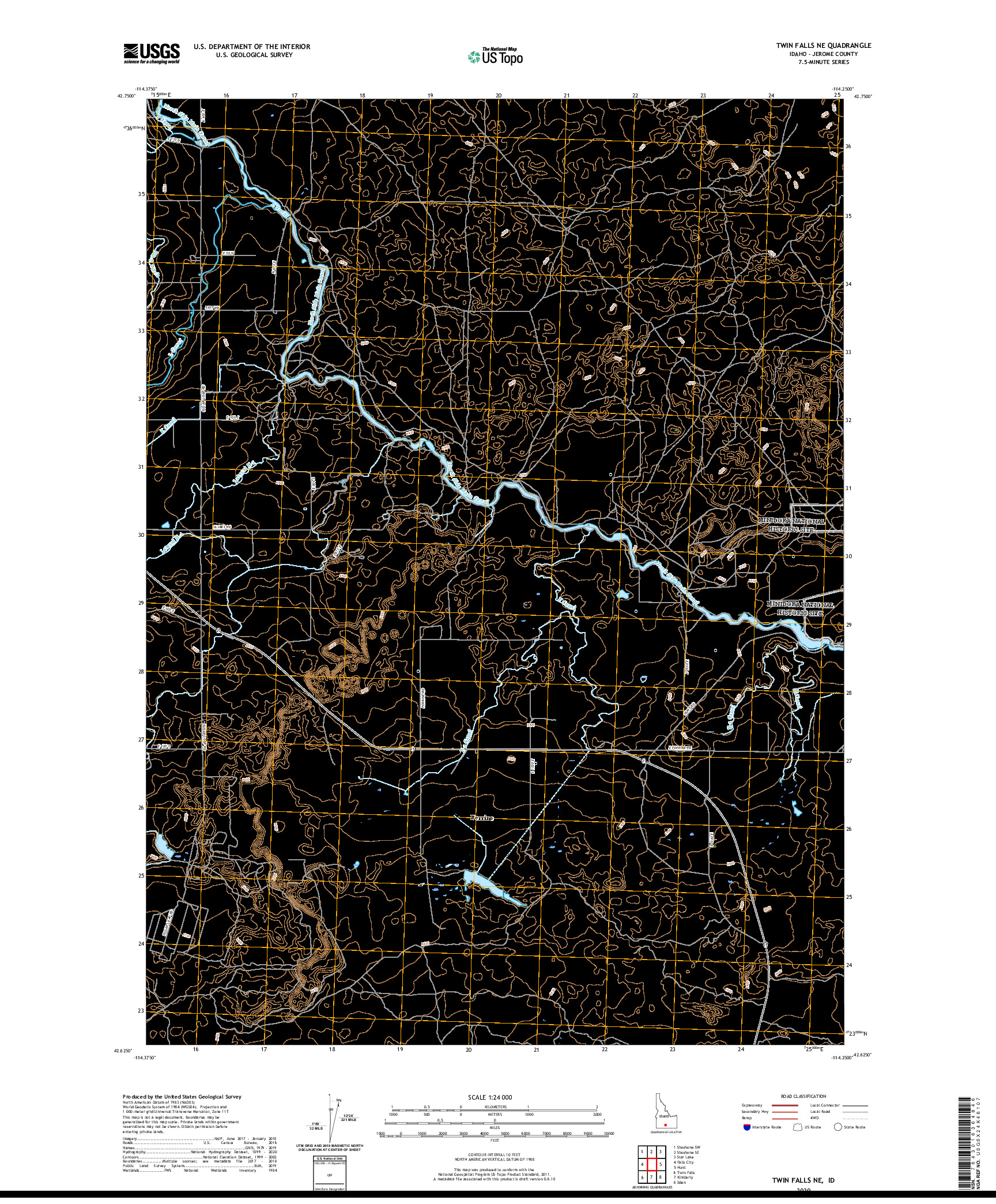 USGS US TOPO 7.5-MINUTE MAP FOR TWIN FALLS NE, ID 2020