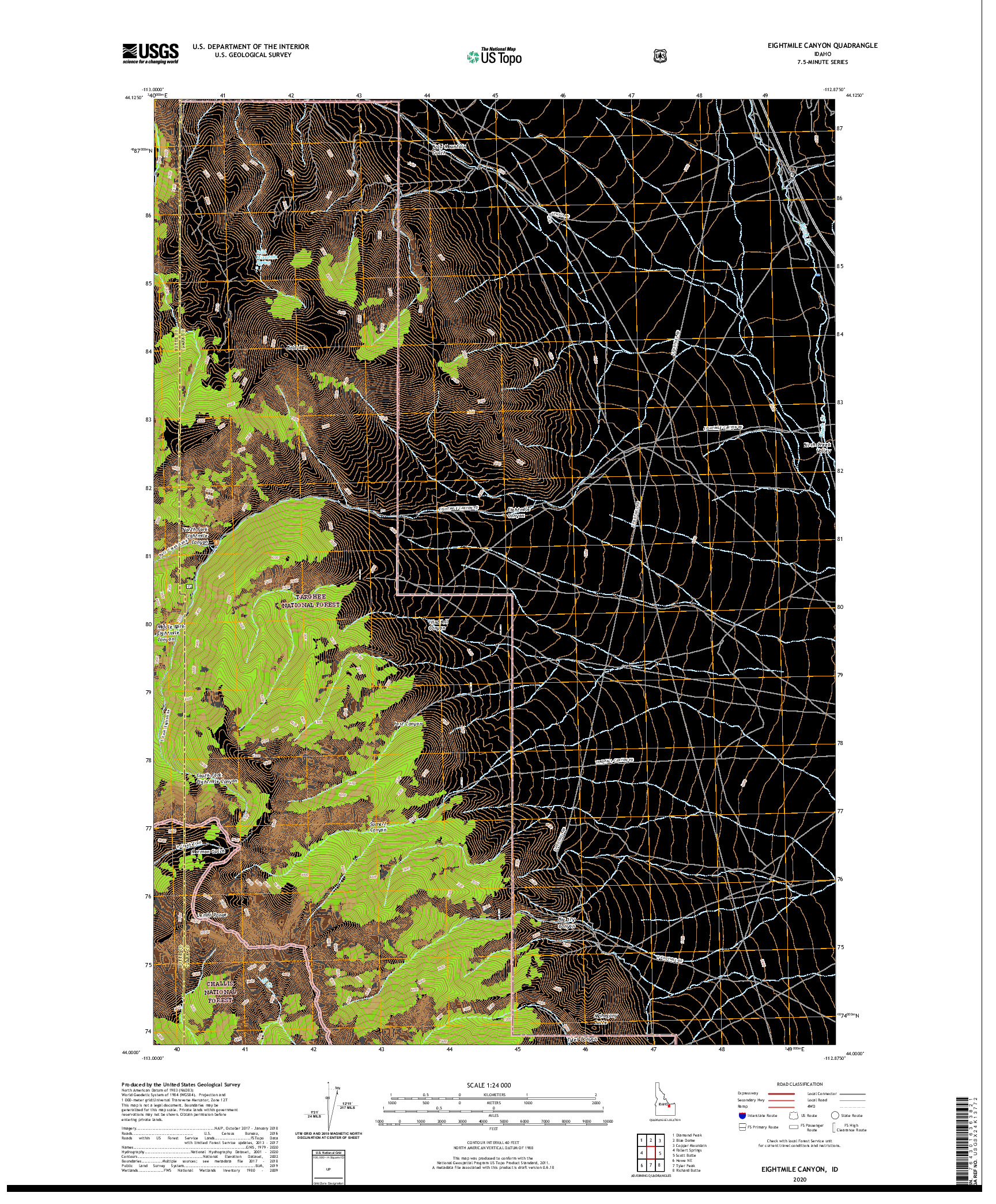 USGS US TOPO 7.5-MINUTE MAP FOR EIGHTMILE CANYON, ID 2020