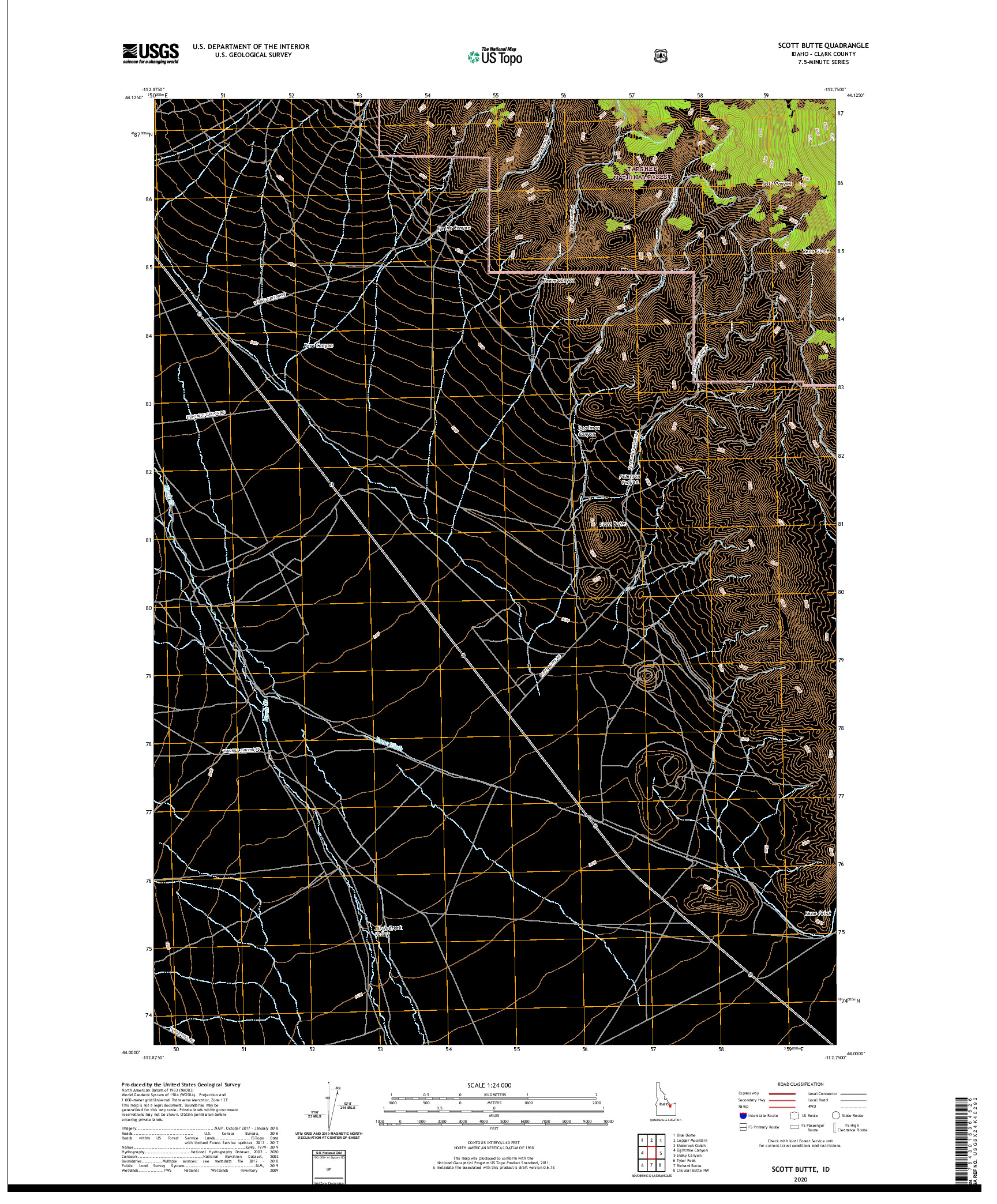 USGS US TOPO 7.5-MINUTE MAP FOR SCOTT BUTTE, ID 2020