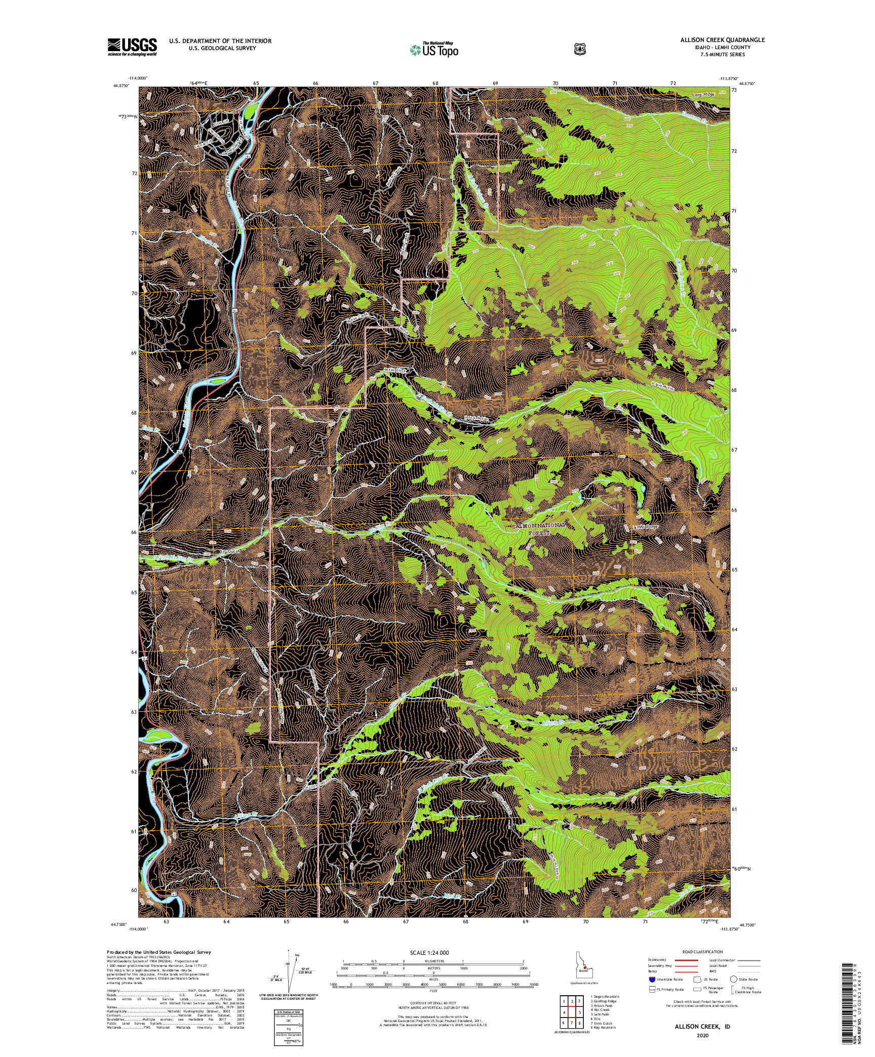 USGS US TOPO 7.5-MINUTE MAP FOR ALLISON CREEK, ID 2020