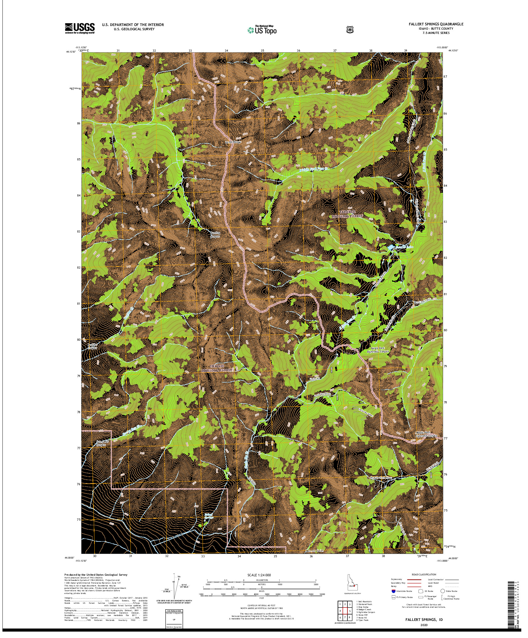 USGS US TOPO 7.5-MINUTE MAP FOR FALLERT SPRINGS, ID 2020