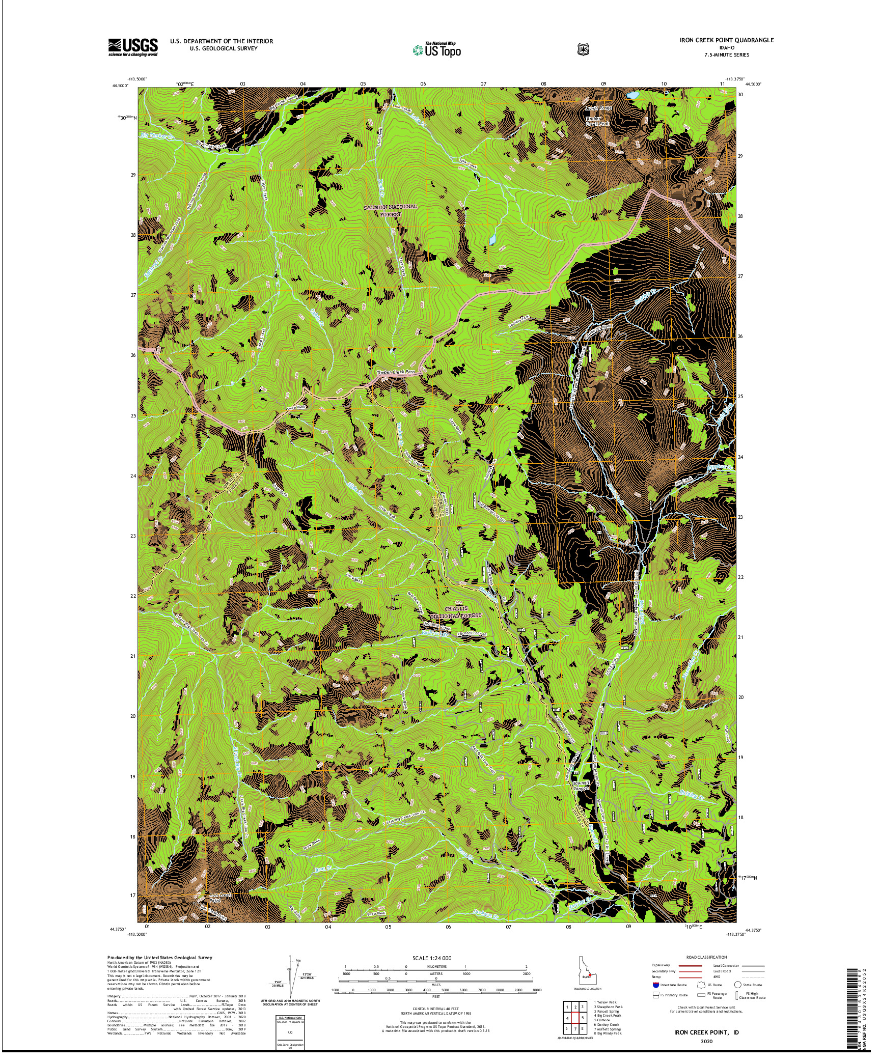 USGS US TOPO 7.5-MINUTE MAP FOR IRON CREEK POINT, ID 2020