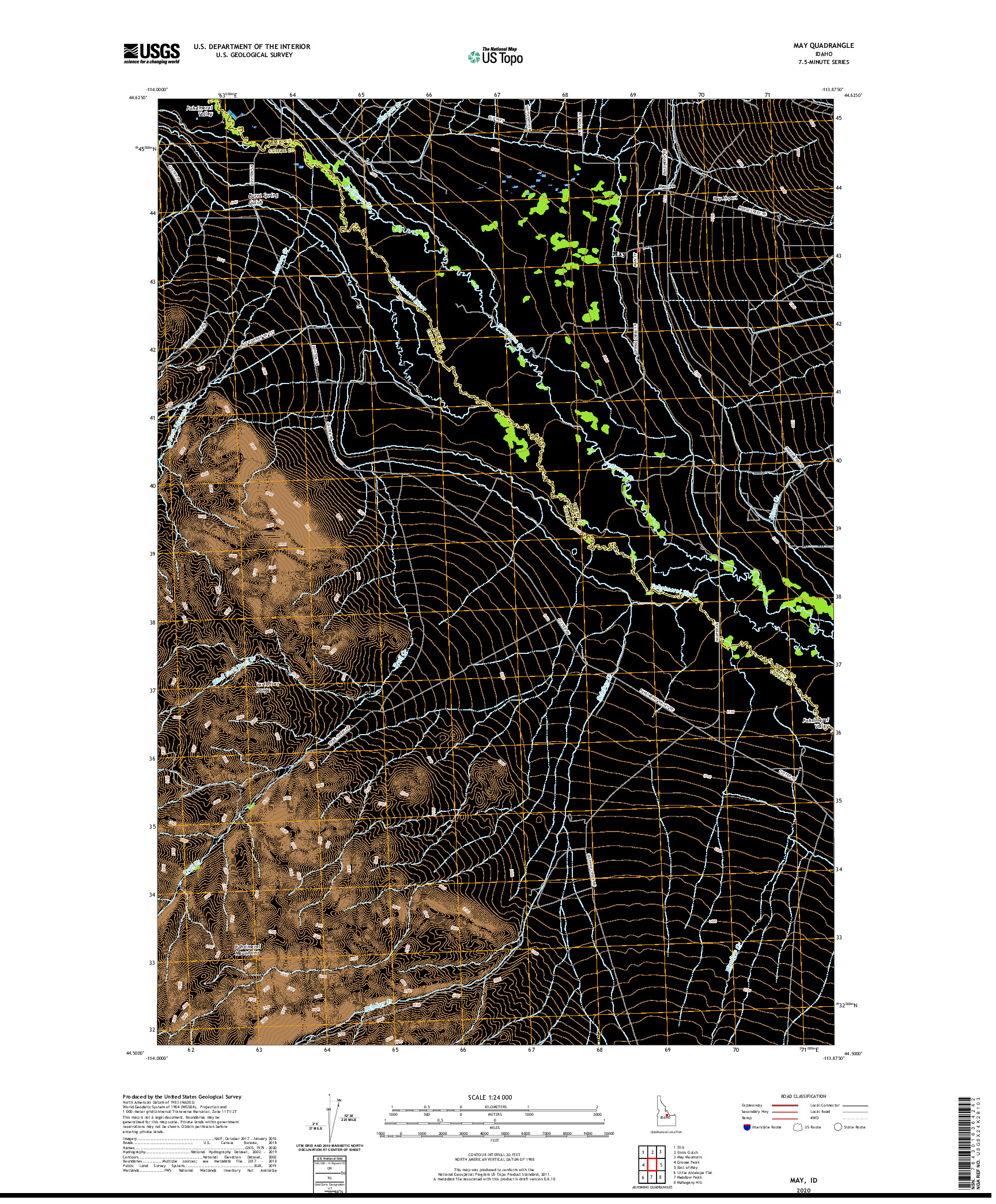 USGS US TOPO 7.5-MINUTE MAP FOR MAY, ID 2020