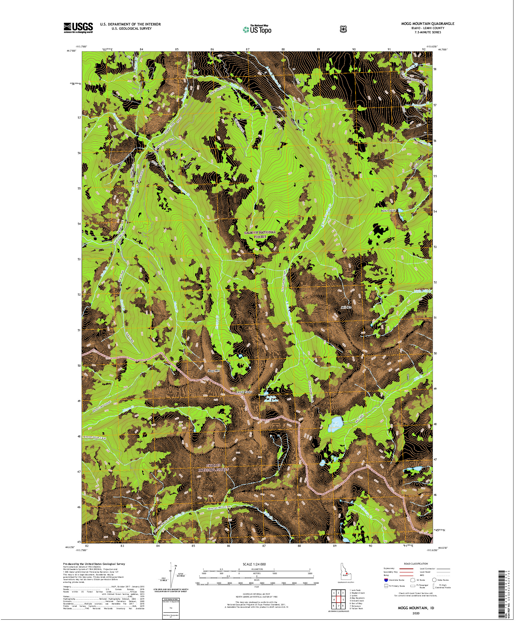 USGS US TOPO 7.5-MINUTE MAP FOR MOGG MOUNTAIN, ID 2020