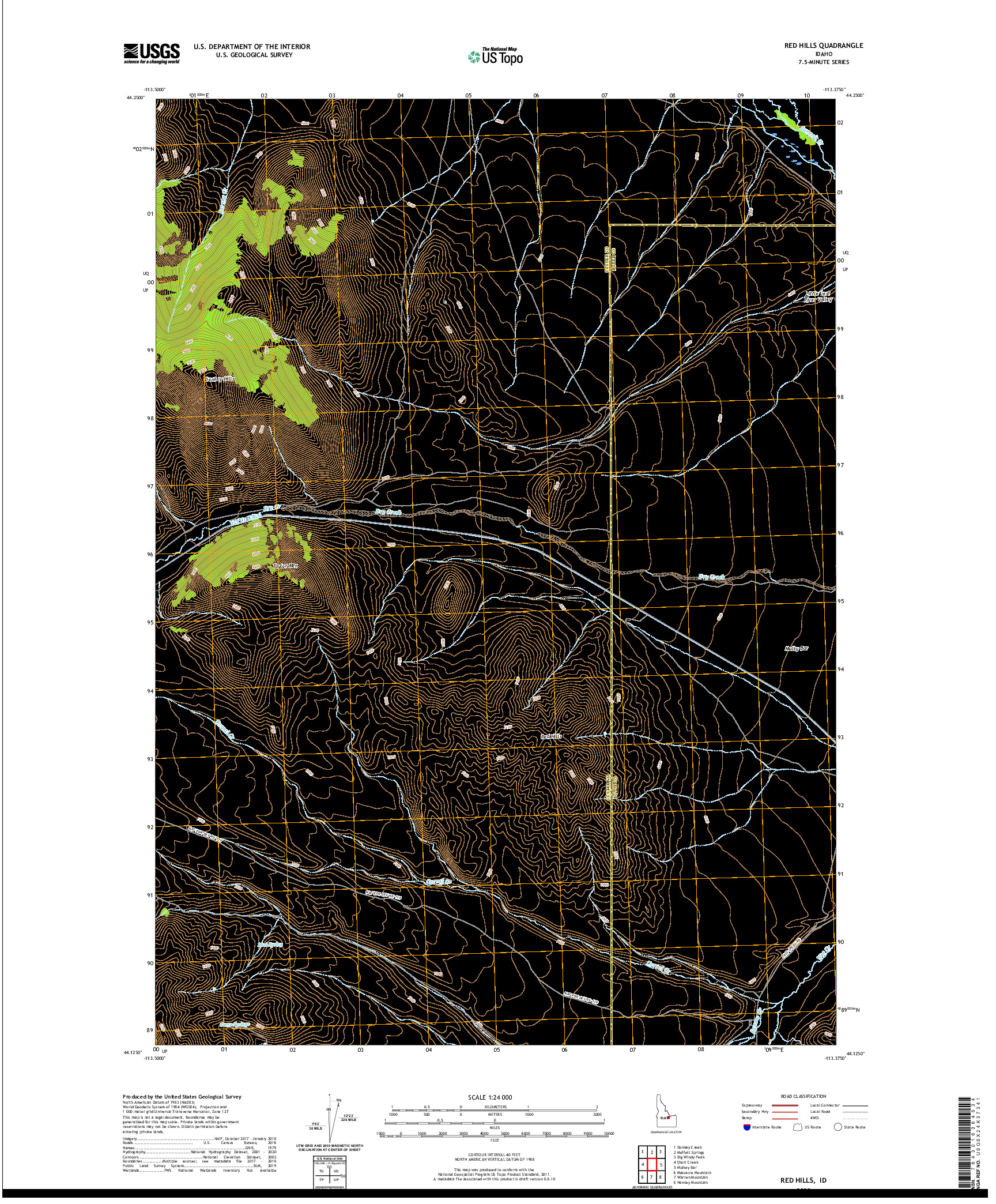 USGS US TOPO 7.5-MINUTE MAP FOR RED HILLS, ID 2020
