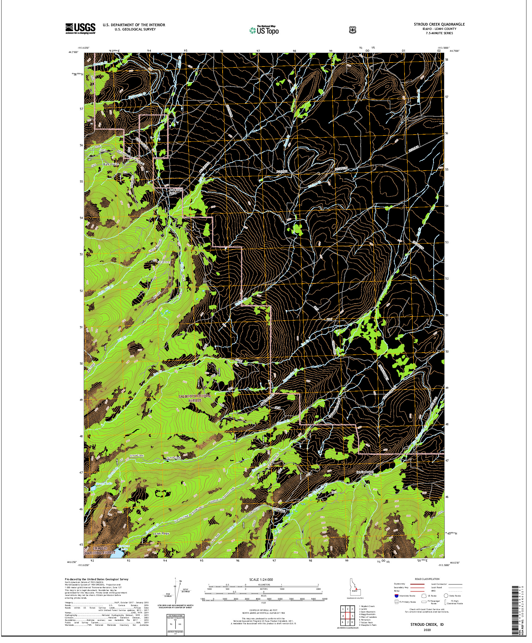 USGS US TOPO 7.5-MINUTE MAP FOR STROUD CREEK, ID 2020