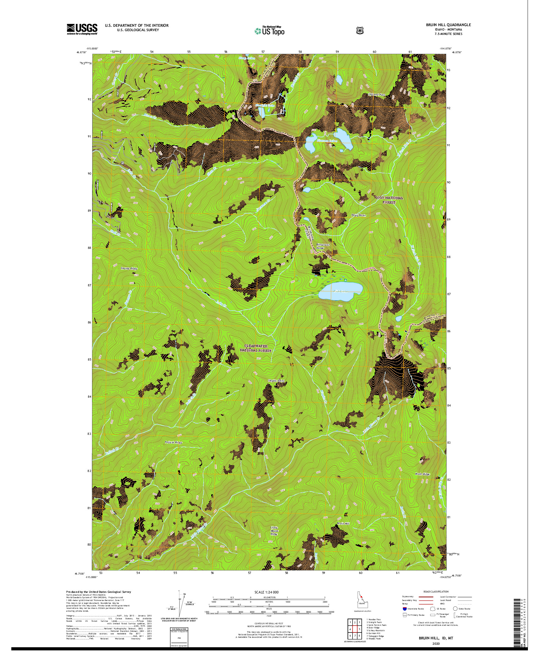 USGS US TOPO 7.5-MINUTE MAP FOR BRUIN HILL, ID,MT 2020