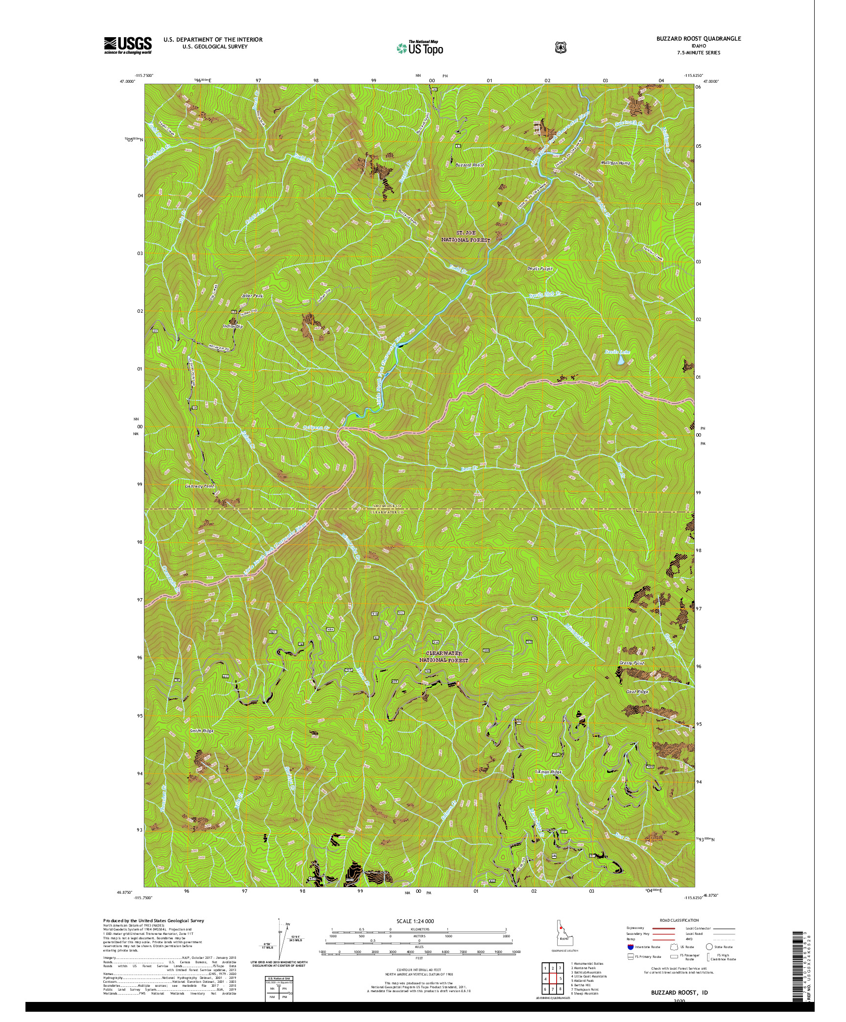 USGS US TOPO 7.5-MINUTE MAP FOR BUZZARD ROOST, ID 2020