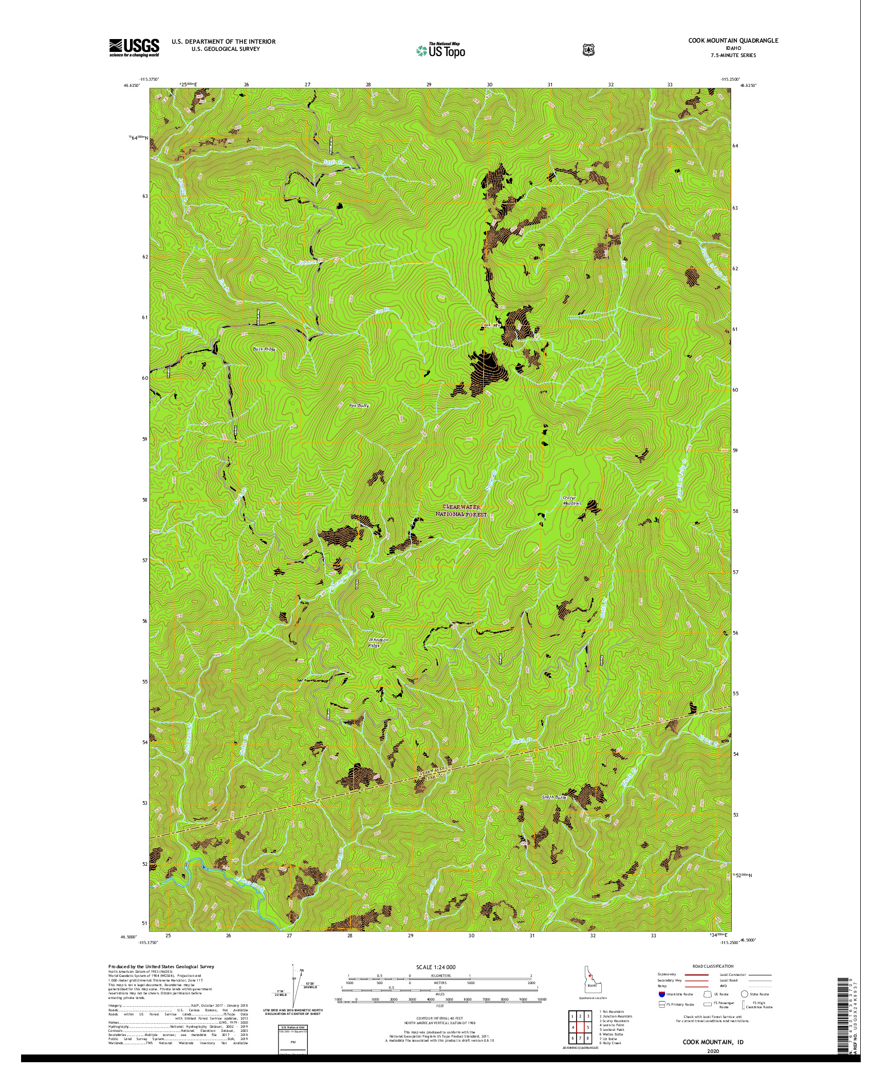 USGS US TOPO 7.5-MINUTE MAP FOR COOK MOUNTAIN, ID 2020