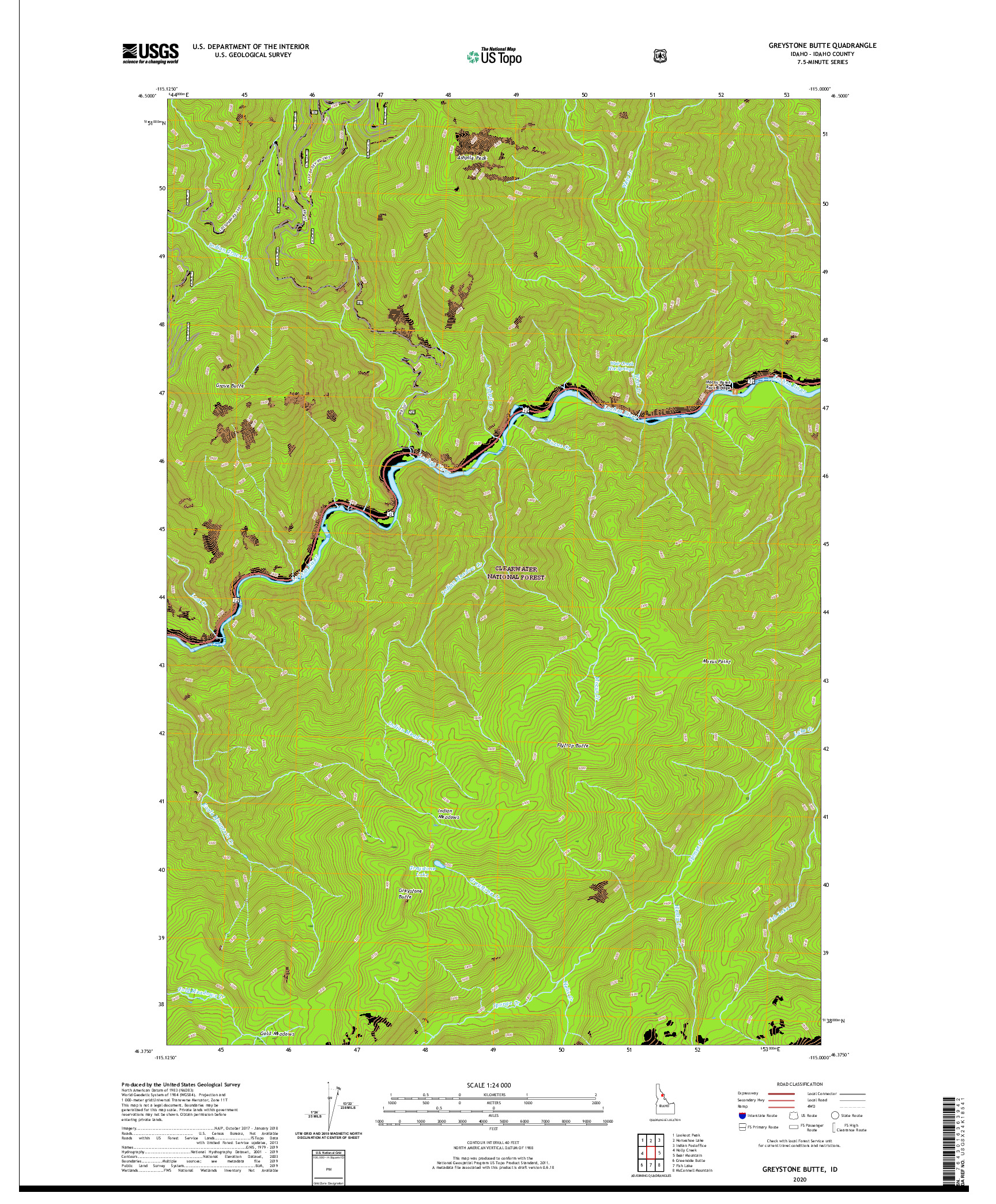 USGS US TOPO 7.5-MINUTE MAP FOR GREYSTONE BUTTE, ID 2020