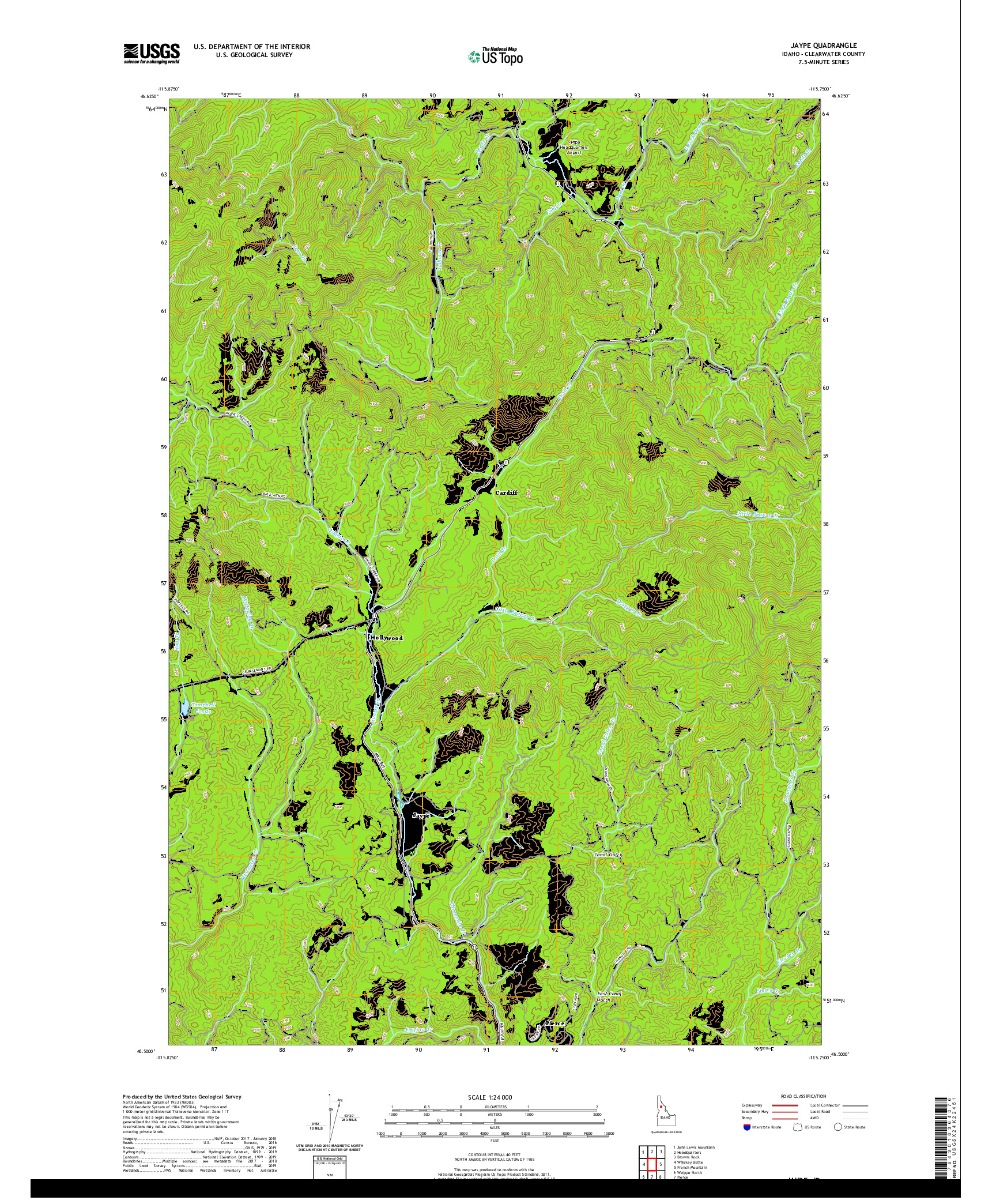 USGS US TOPO 7.5-MINUTE MAP FOR JAYPE, ID 2020